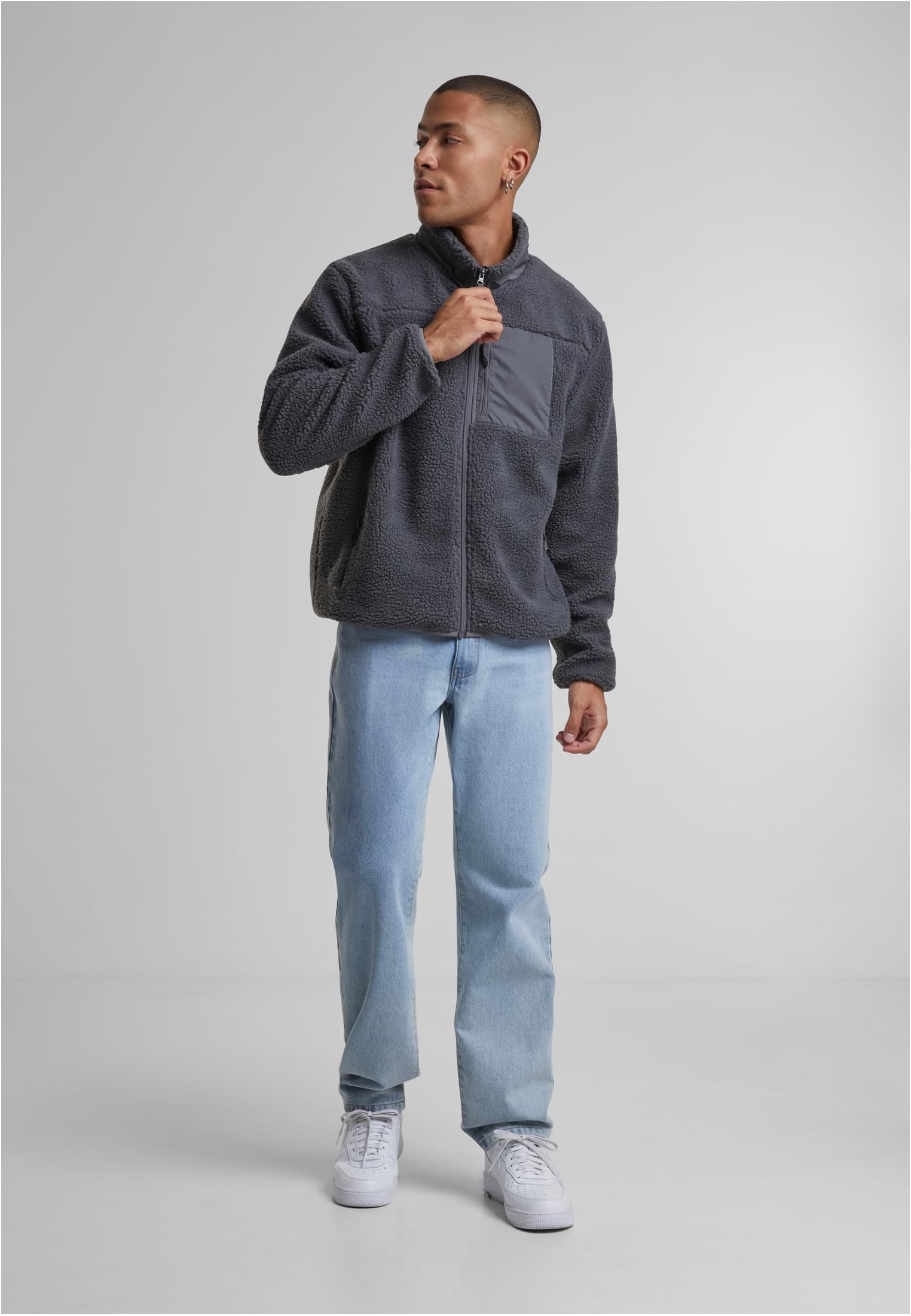 UC Men Giacca Teddy With Stand Up Collar cloudgrey