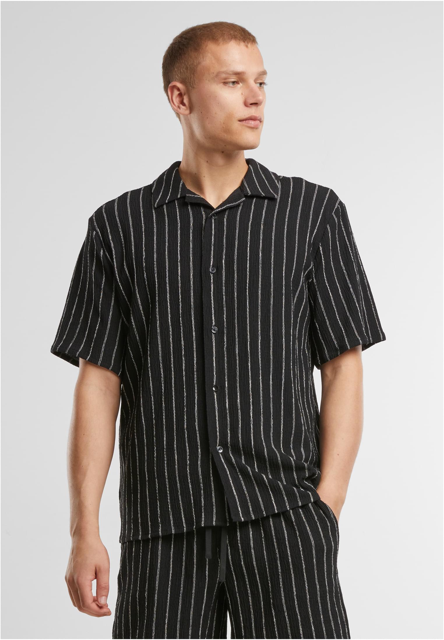 UC Men Camicia Striped Crinkle Resort