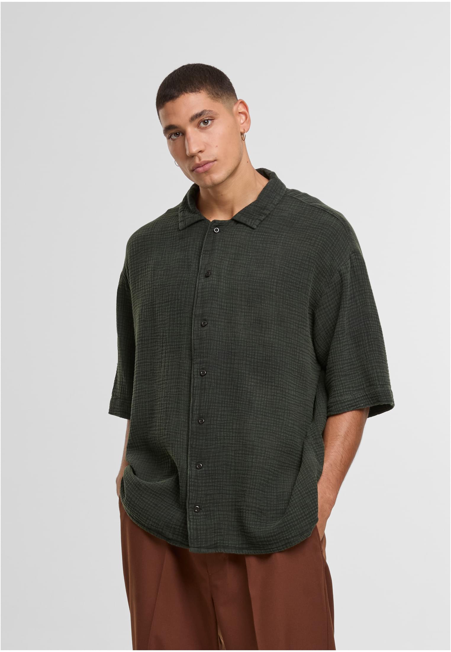 UC Men Camicia Acid Washed Musselin trueolive