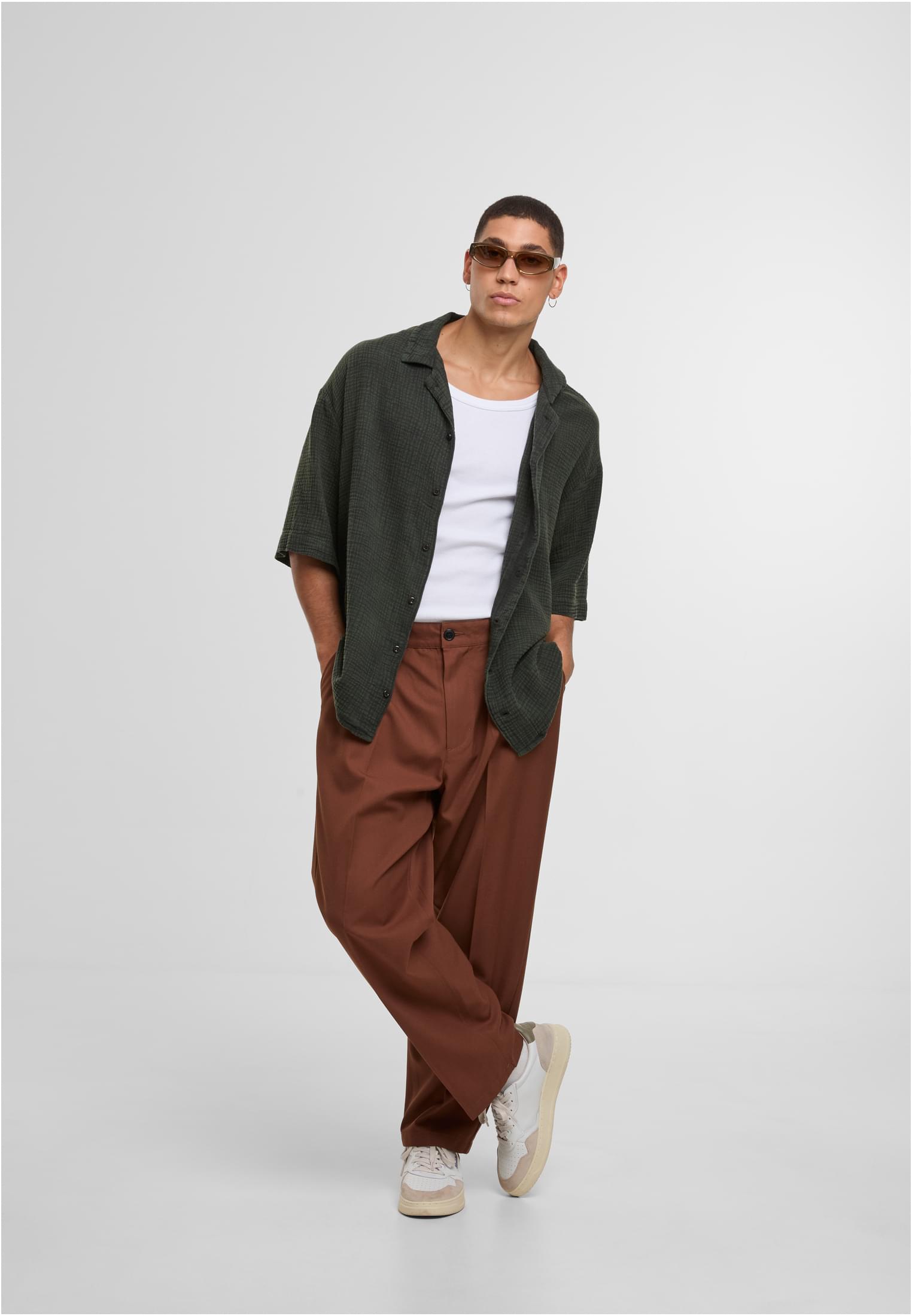 UC Men Camicia Acid Washed Musselin trueolive