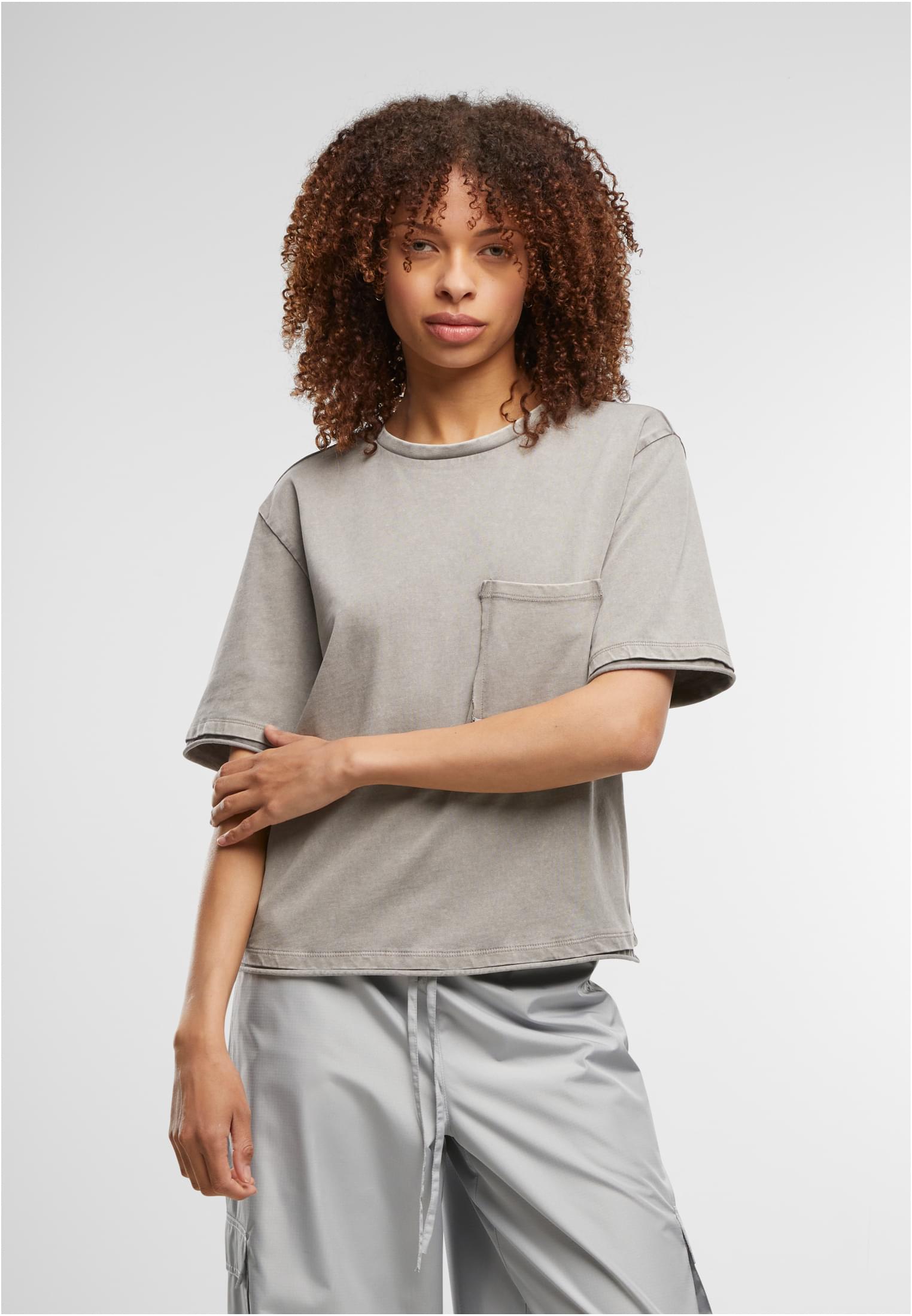 UC Ladies Camicia Washed Boxy steelgrey