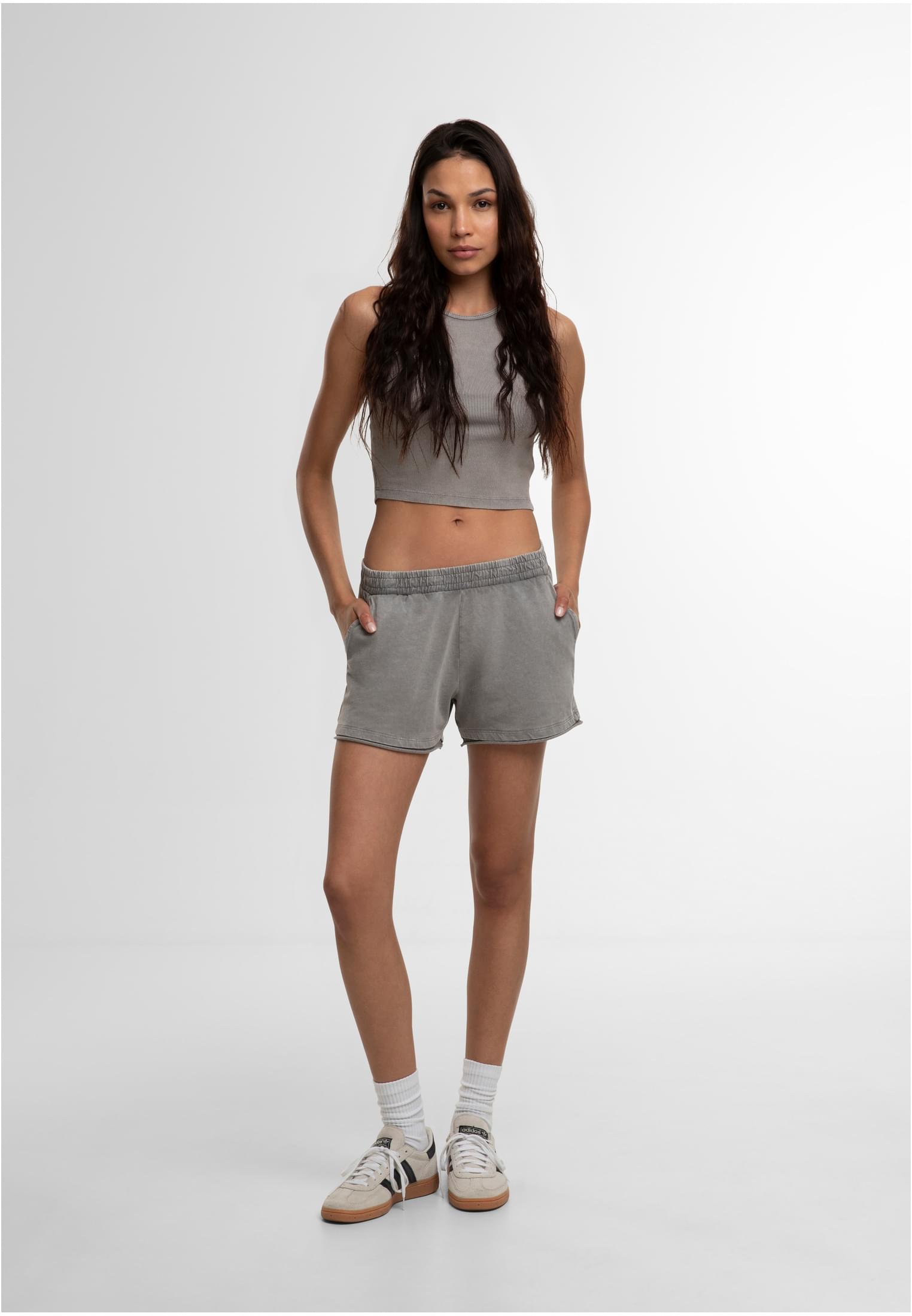 Urban Classics Maglia Washed Rib Cropped Top steelgrey