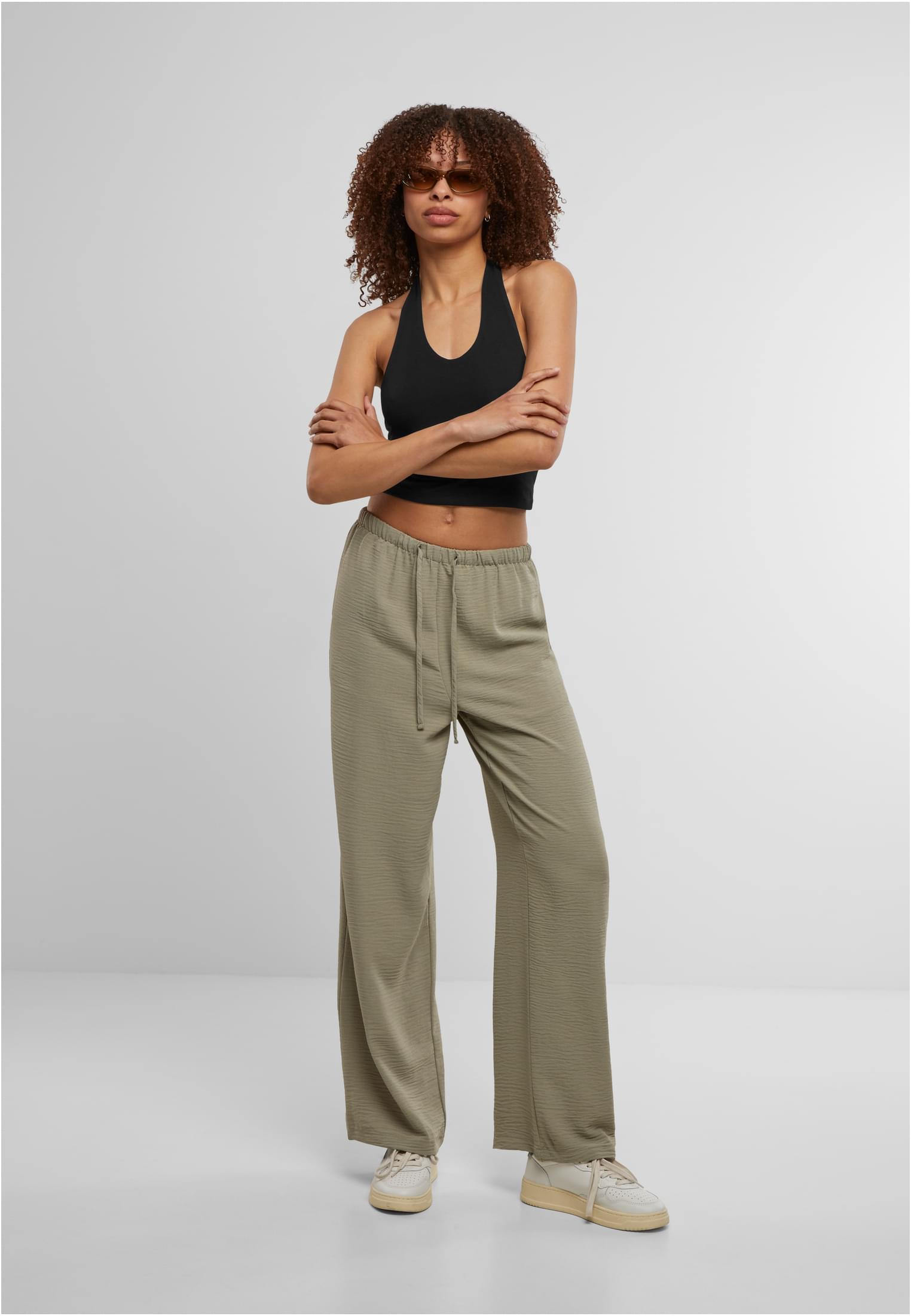 UC Ladies Pantaloni Structured Wideleg paleolive