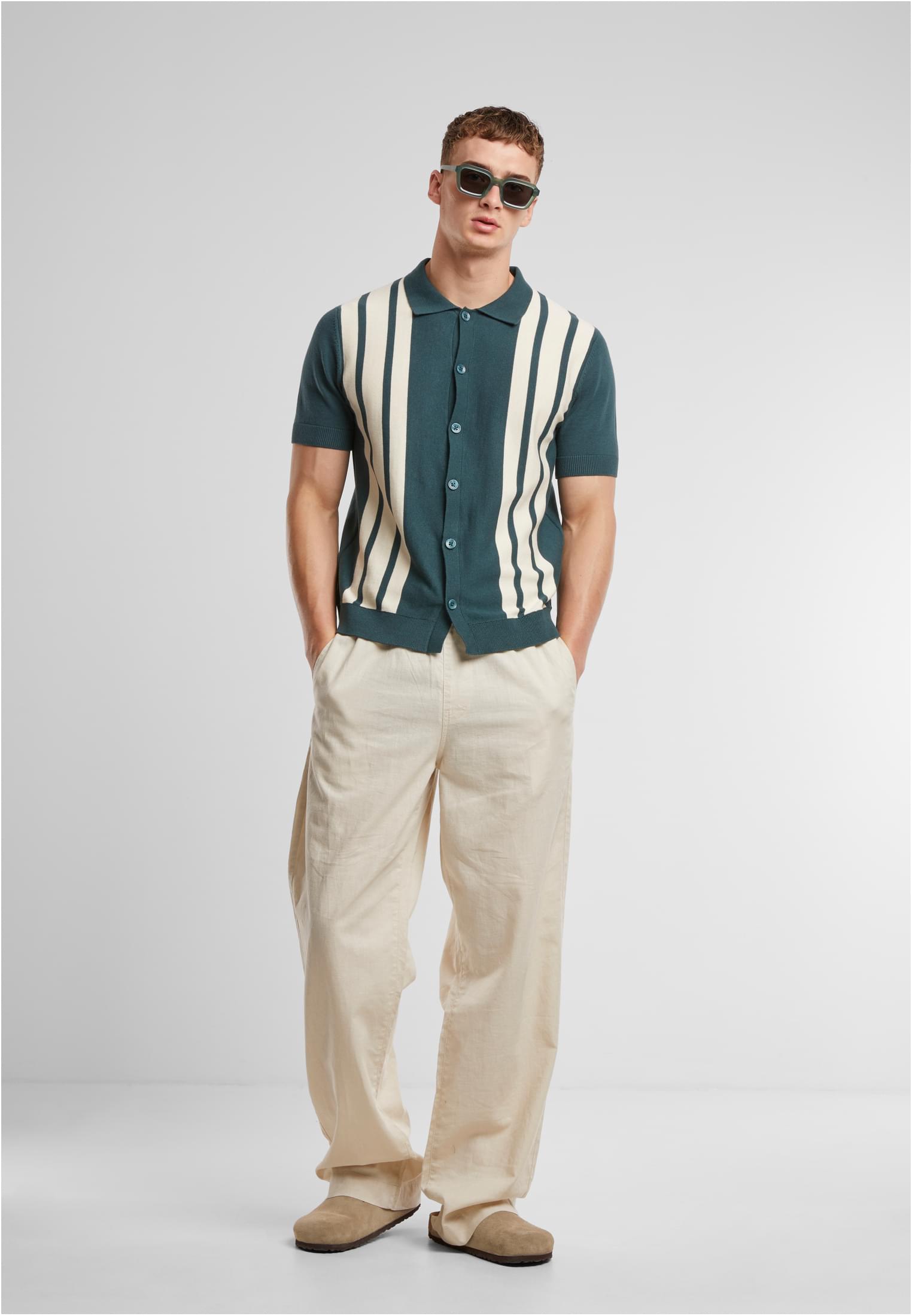 UC Men Camicia Knit Retro bottlegreen/whitesand