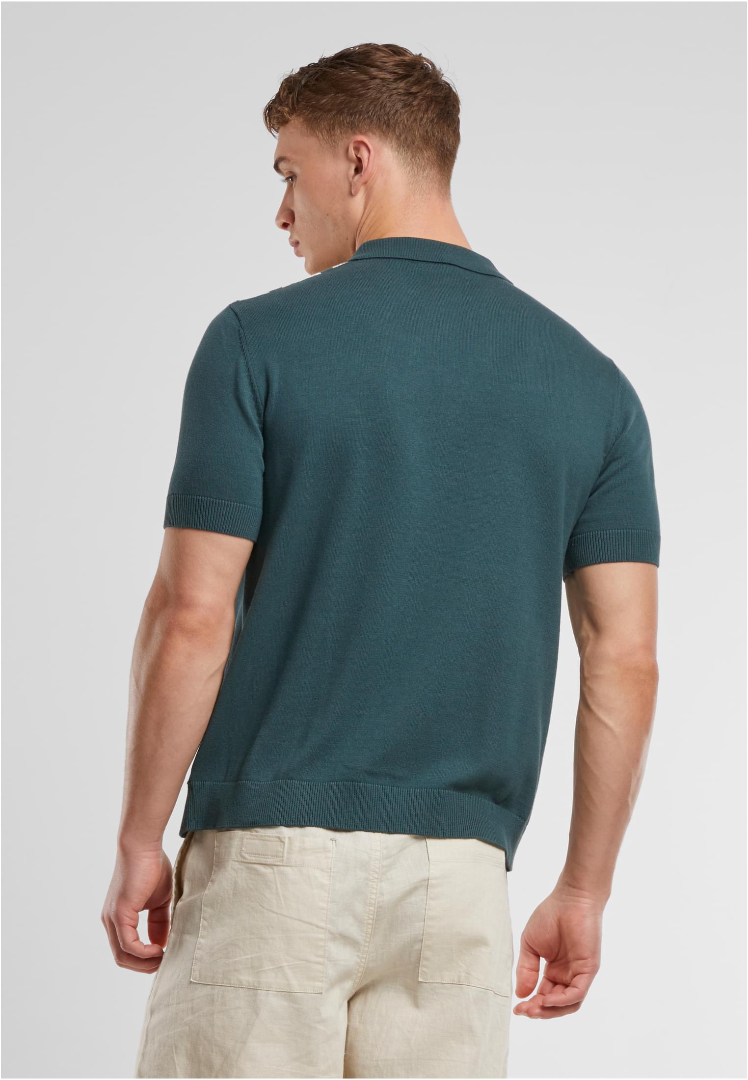 UC Men Camicia Knit Retro bottlegreen/whitesand