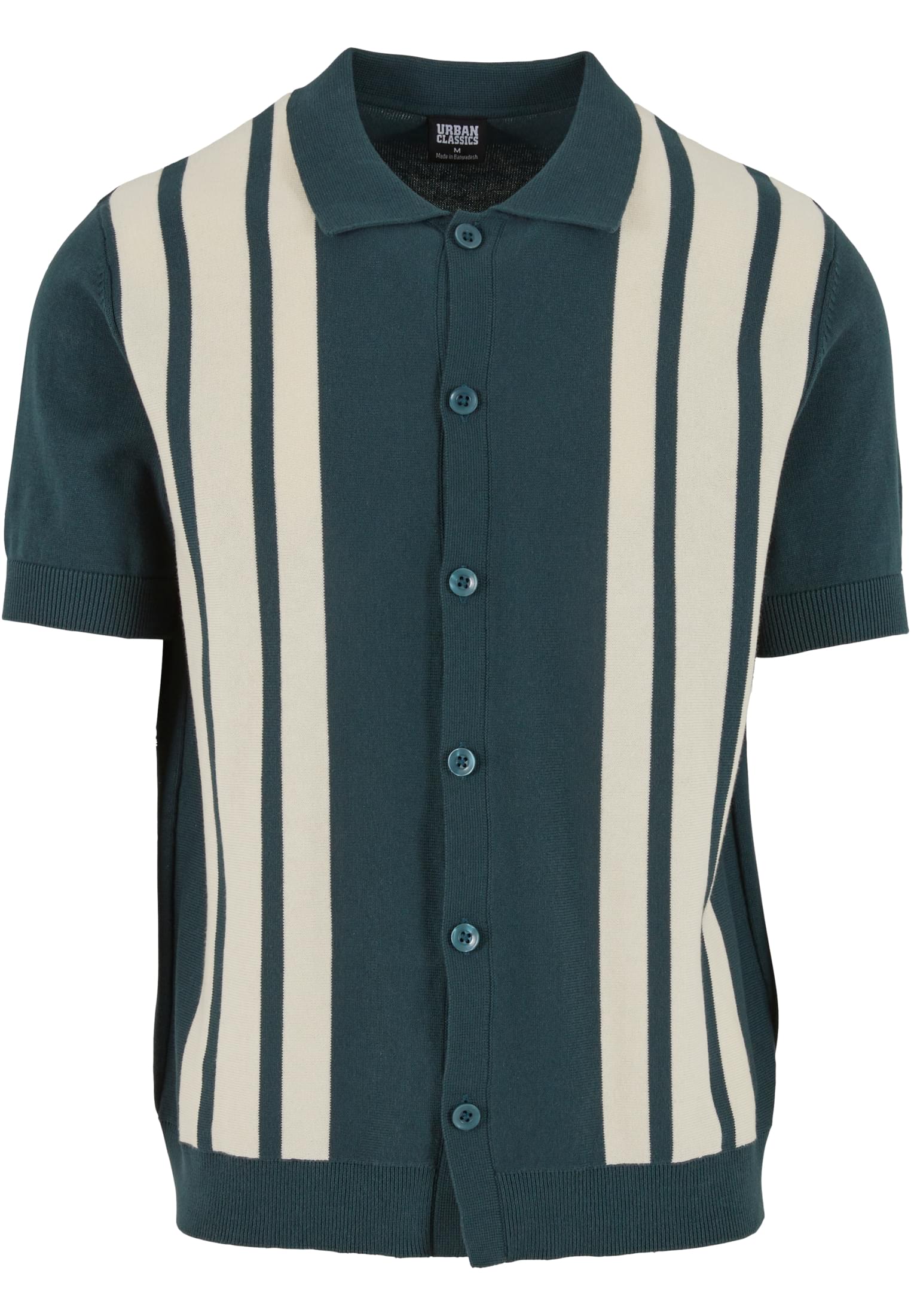 UC Men Camicia Knit Retro bottlegreen/whitesand