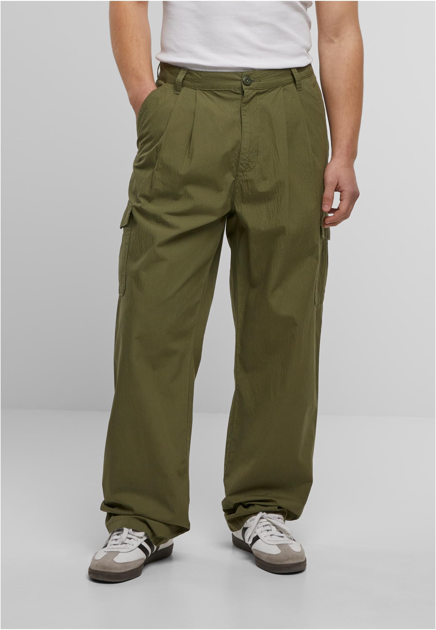 UC Men Pantaloni Wide Pleated Cargo lightolive