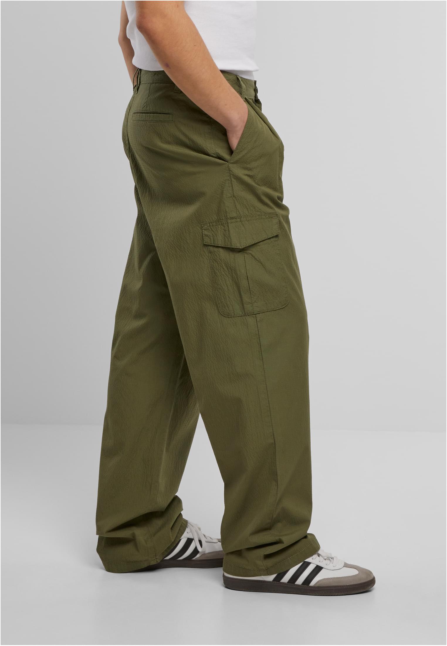 UC Men Pantaloni Wide Pleated Cargo lightolive
