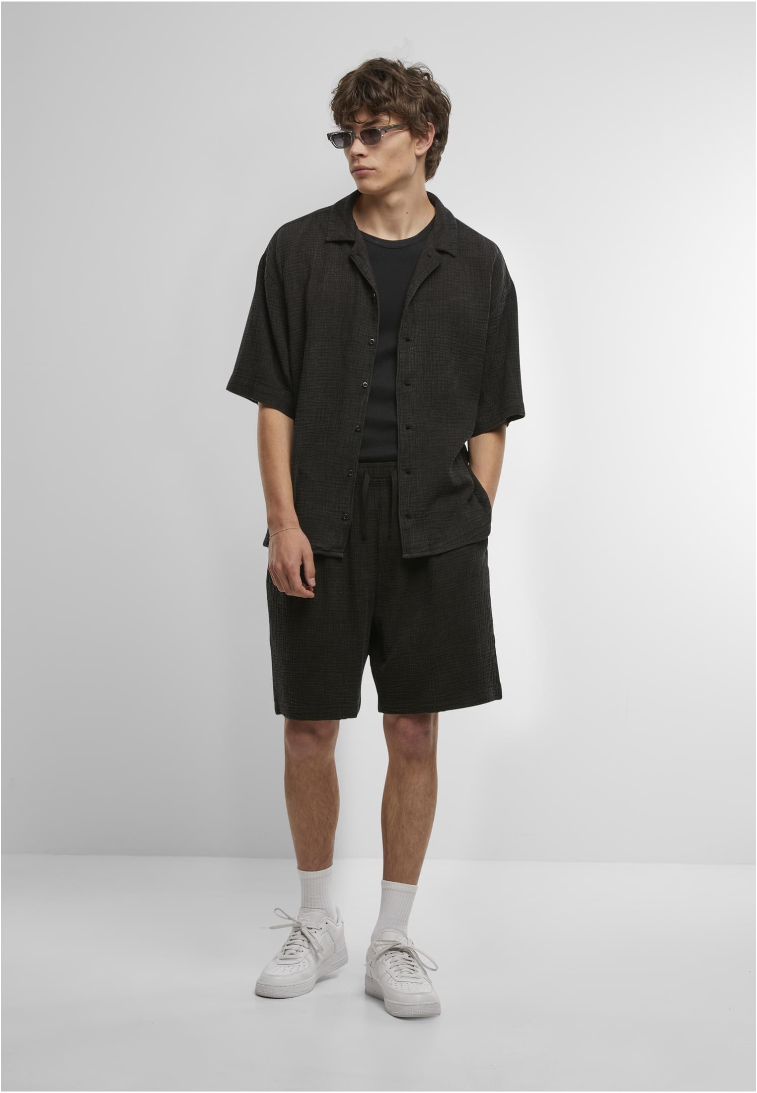 UC Men Pantaloncini Acid Washed Musselin