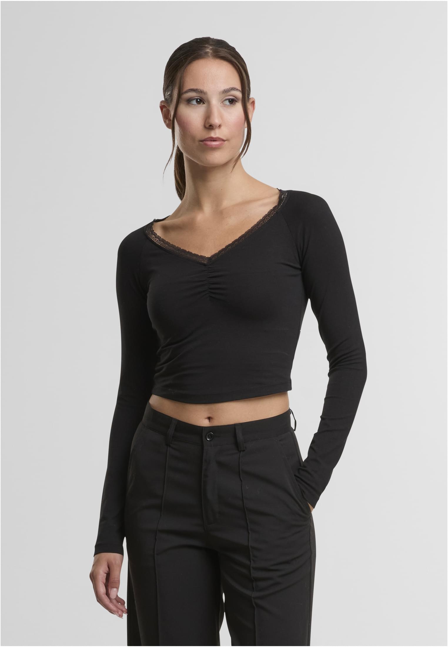 UC Ladies Camicia Short Lognsleeve Lace