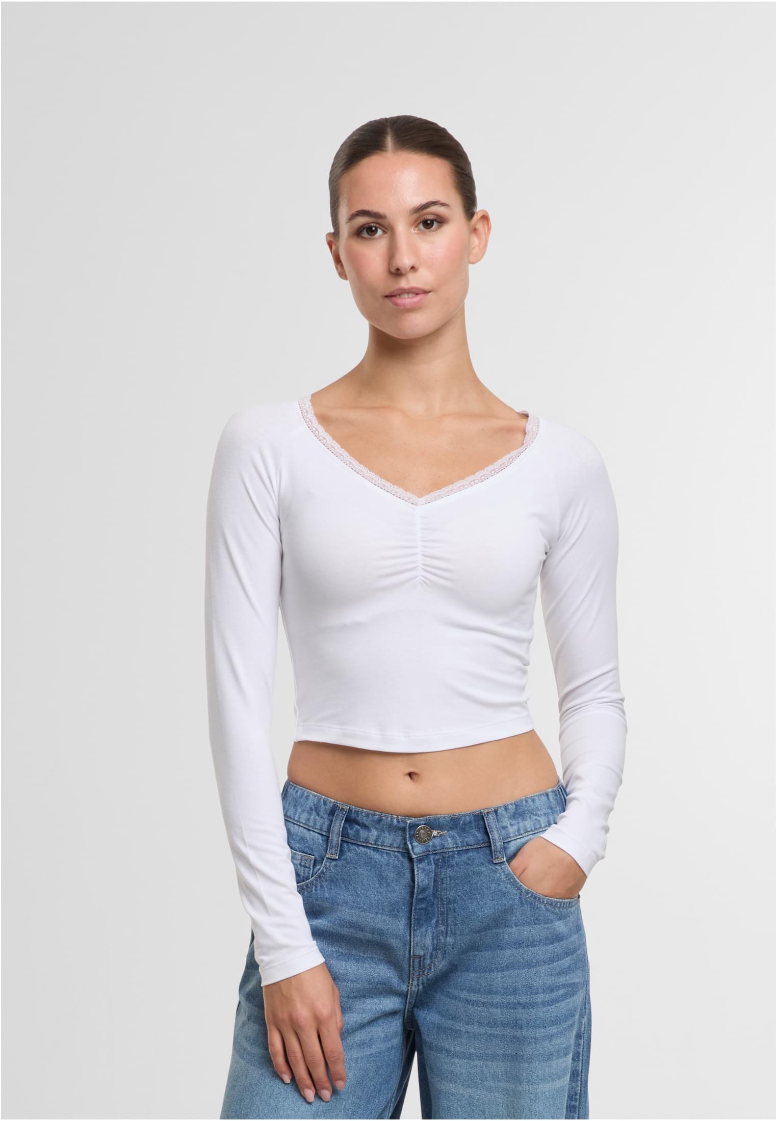 UC Ladies Camicia Short Lognsleeve Lace