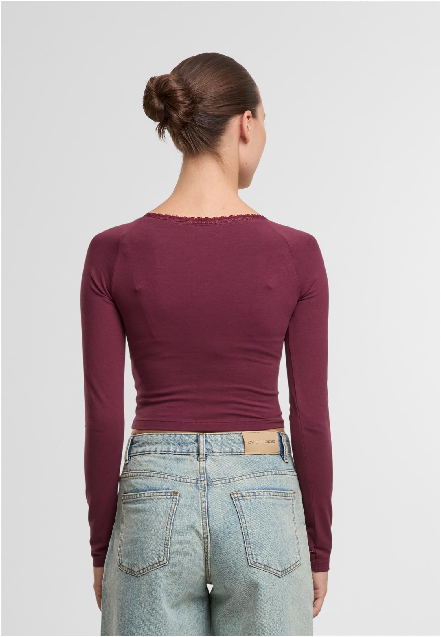 Urban Classics Camicia Short Lognsleeve Lace cherry