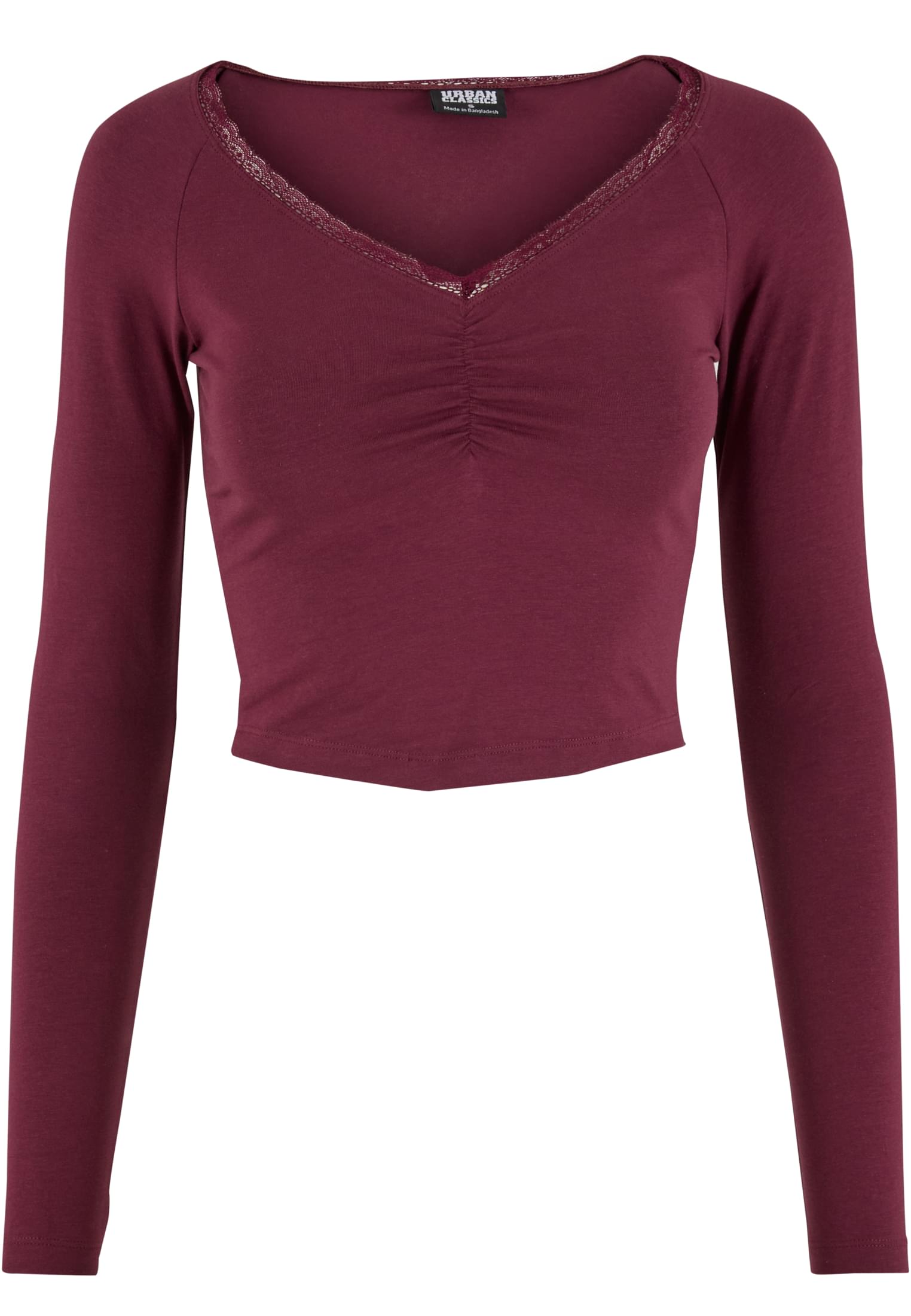 Urban Classics Camicia Short Lognsleeve Lace cherry