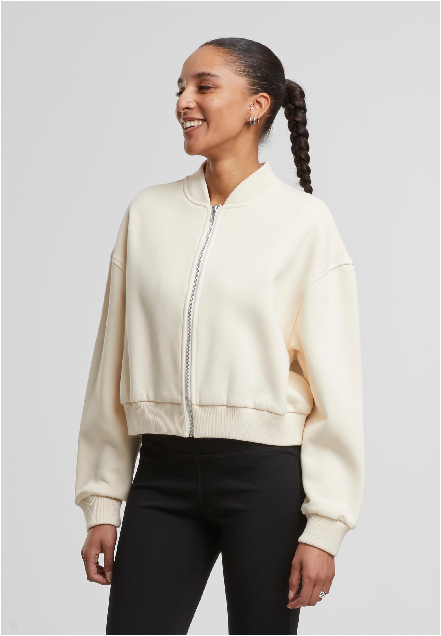 UC Ladies Giacca Short Sweat Zip whitesand