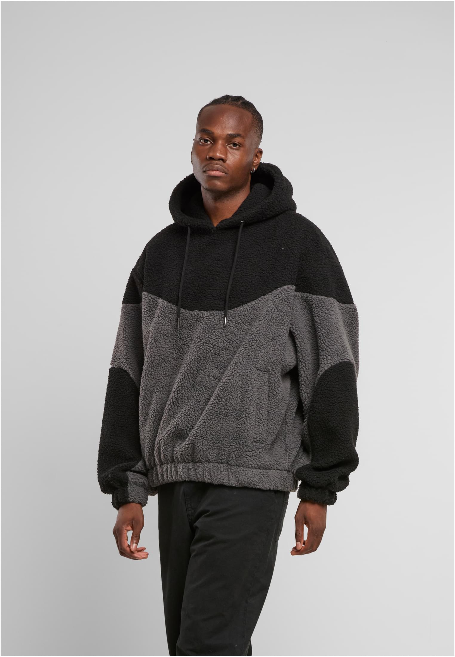 UC Men Felpa con cappuccio Weavy Colorblock Teddy magnet/black