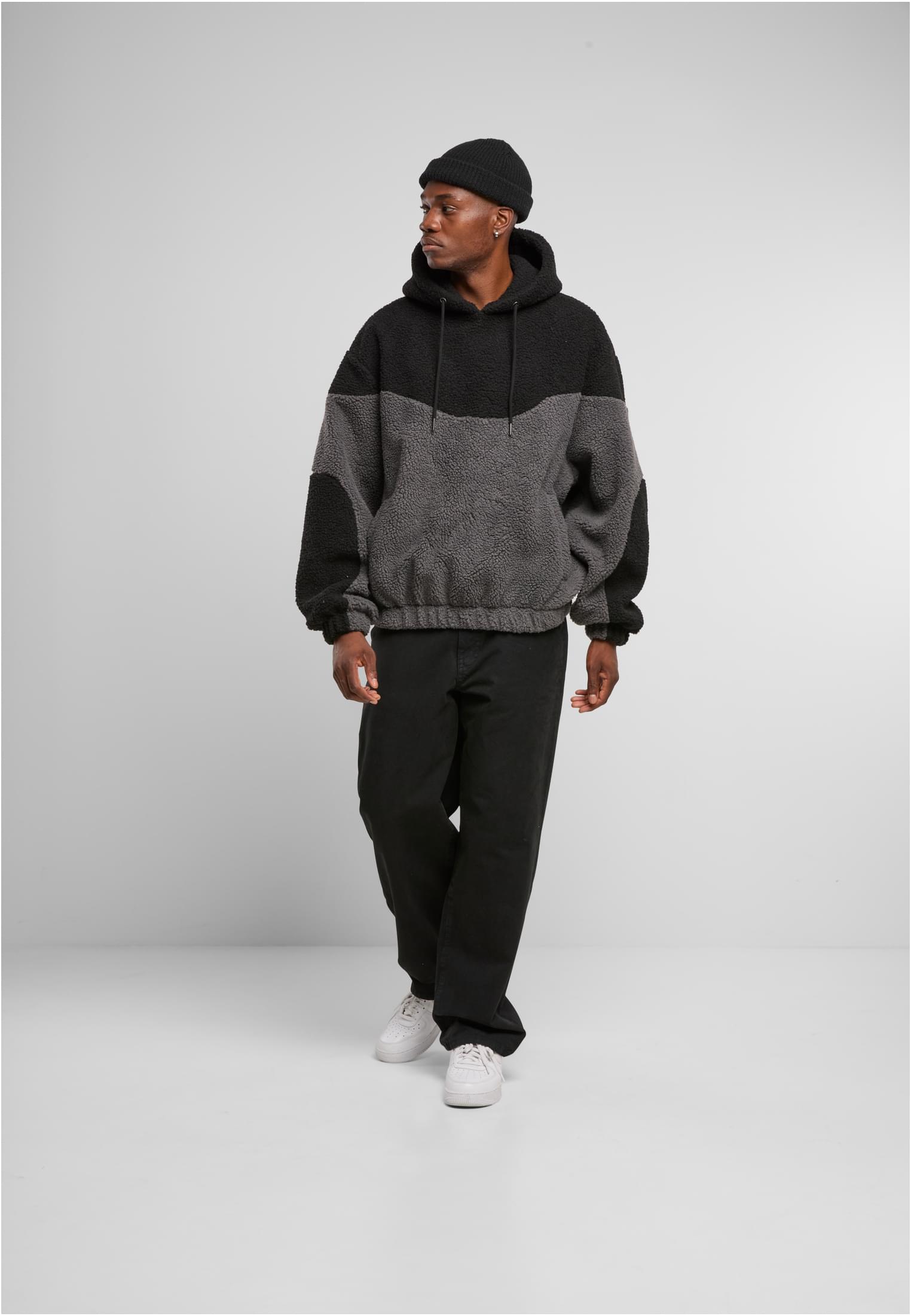 UC Men Felpa con cappuccio Weavy Colorblock Teddy magnet/black