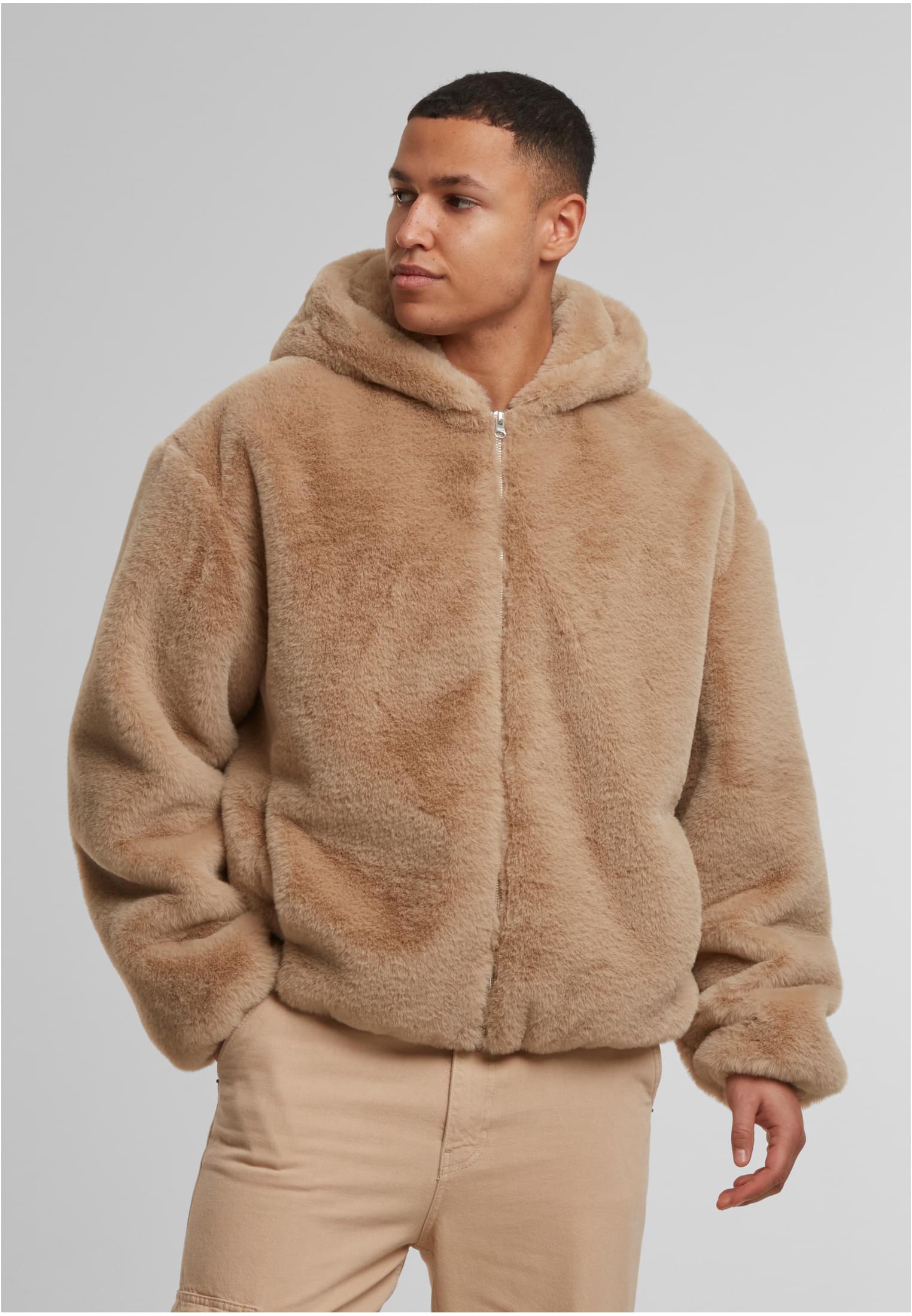 UC Men Felpa con cappuccio Full Zip Faux Fur wetsand