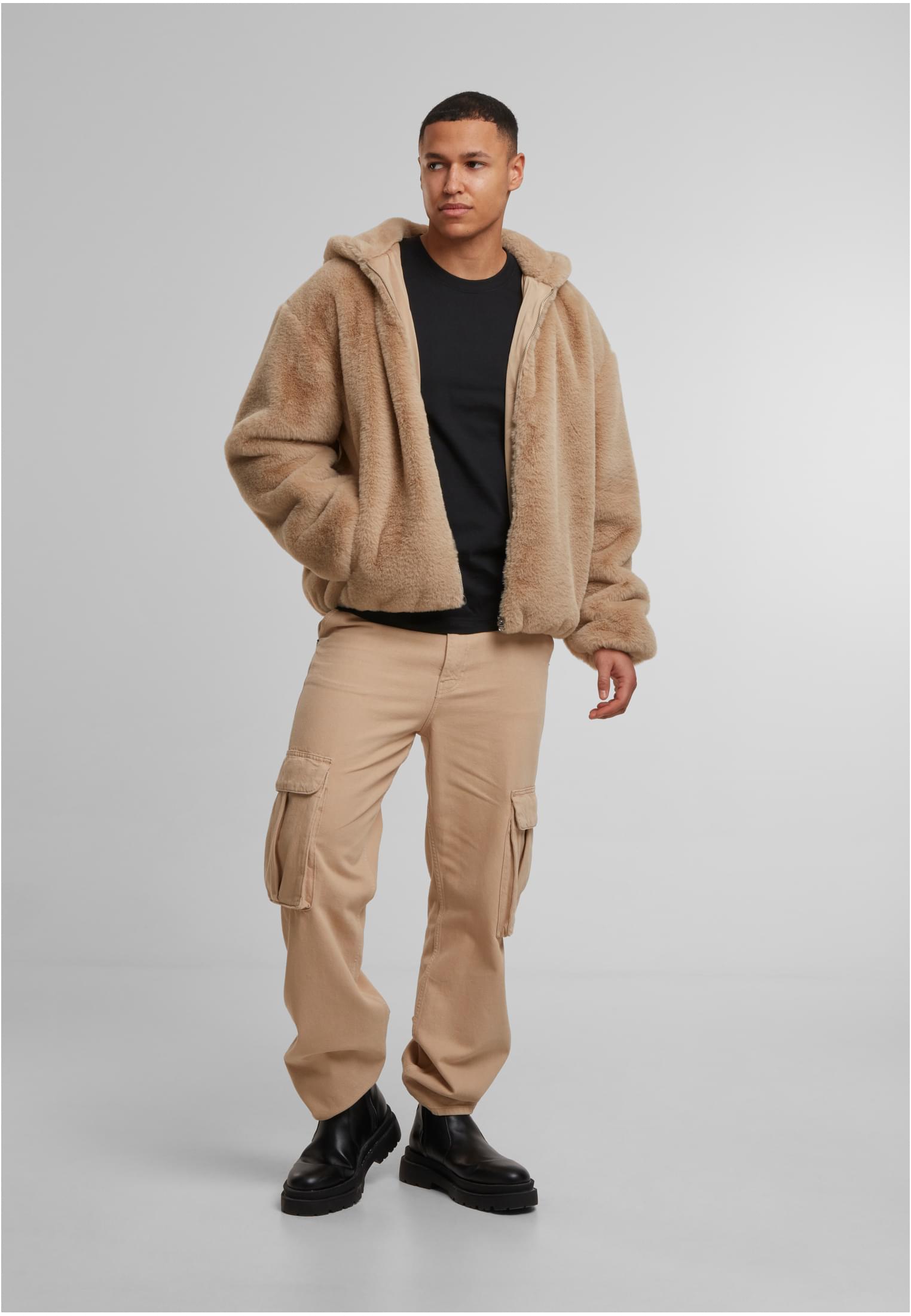 UC Men Felpa con cappuccio Full Zip Faux Fur wetsand