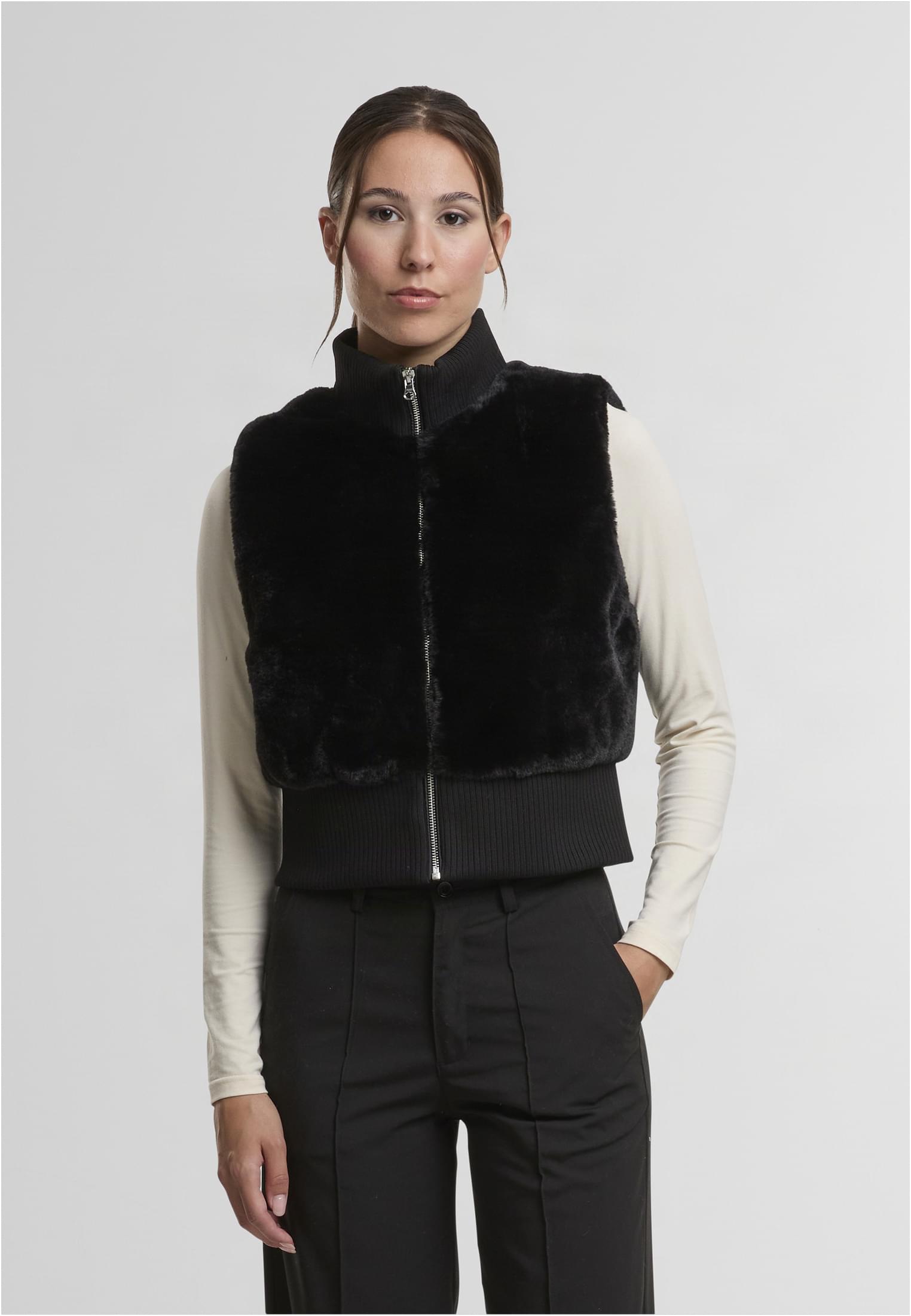 UC Ladies Gilet Cropped Faux Fur
