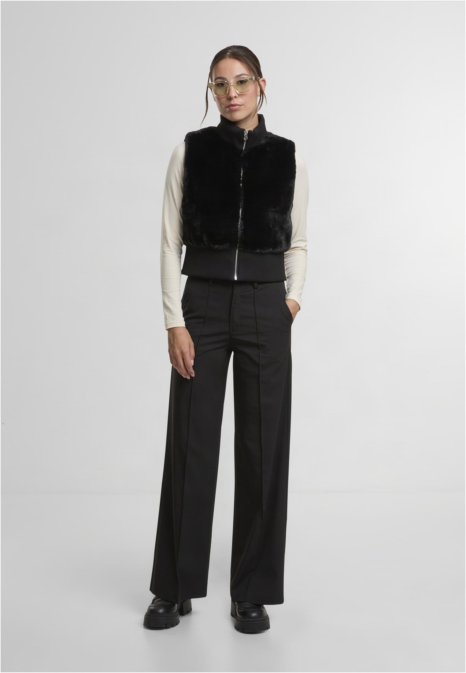 UC Ladies Gilet Cropped Faux Fur