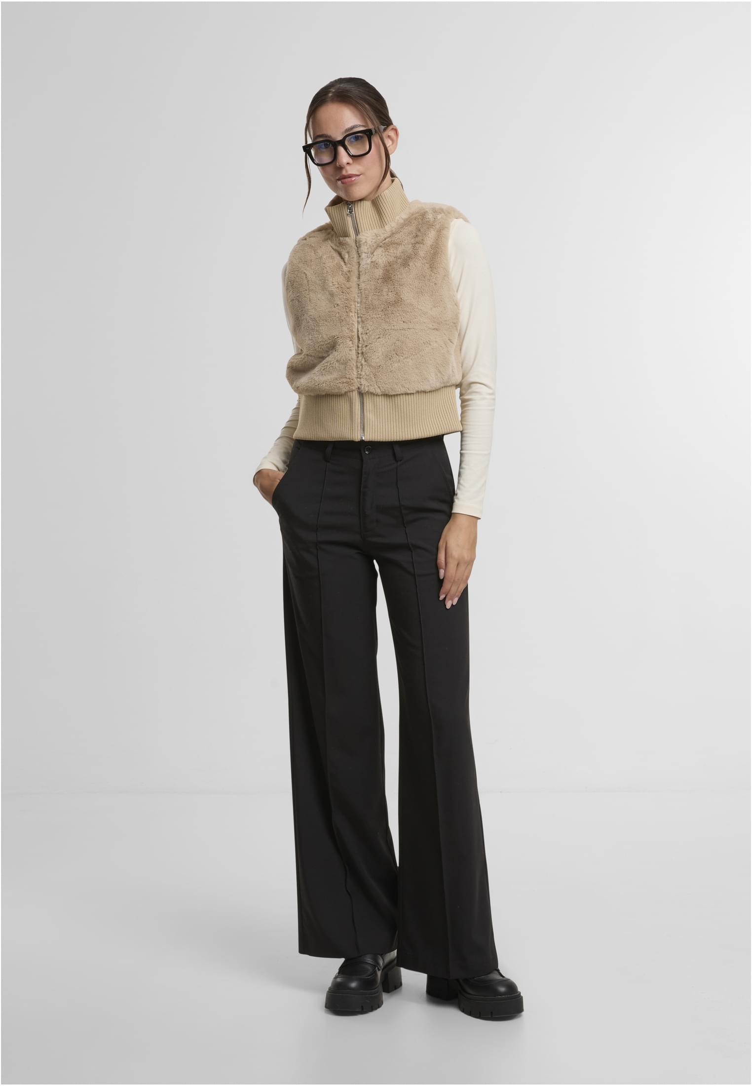 UC Ladies Gilet Cropped Faux Fur wetsand