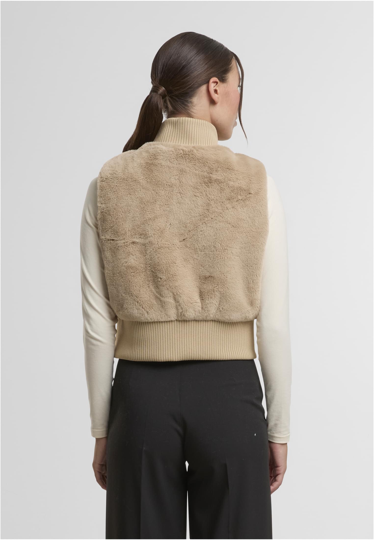 UC Ladies Gilet Cropped Faux Fur wetsand
