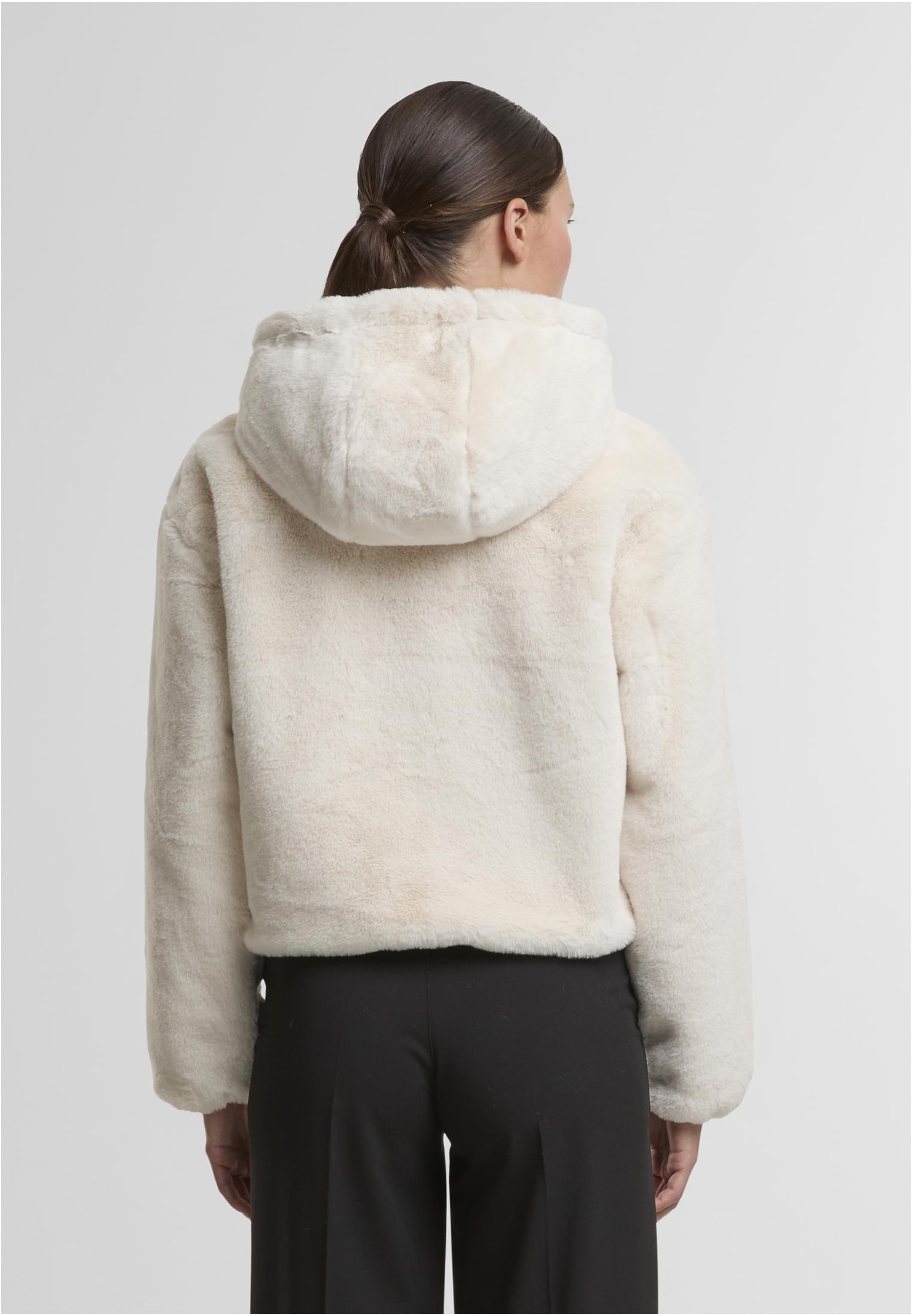 UC Ladies Felpa con cappuccio Full Zip Faux Fur whitesand