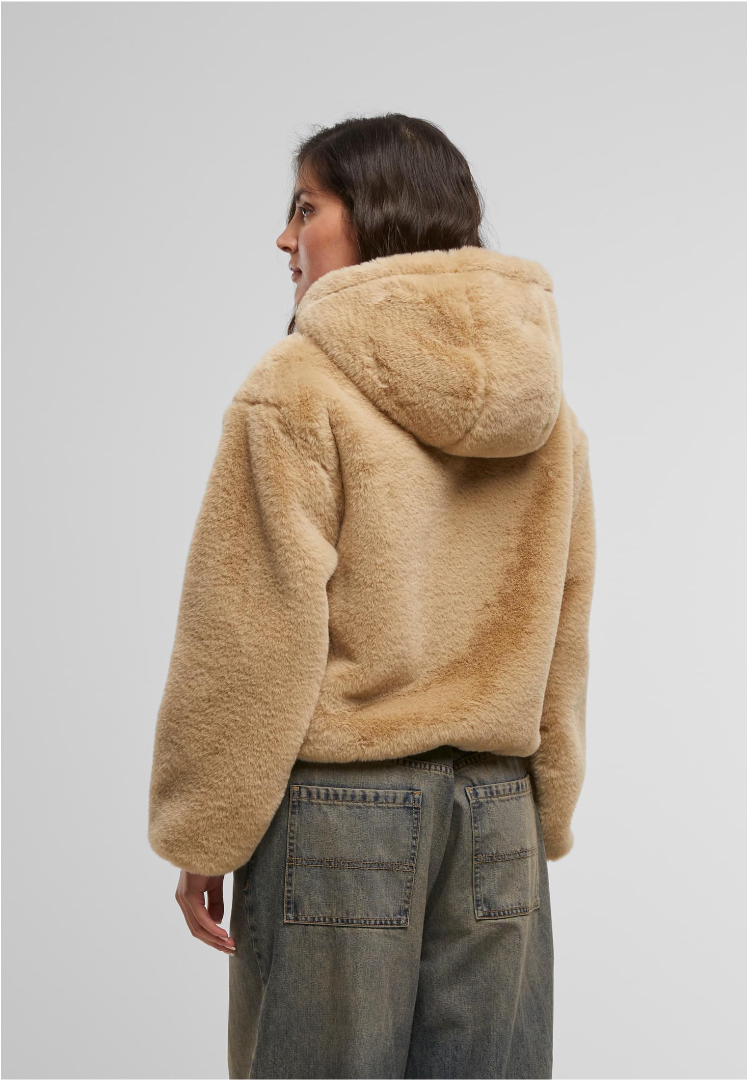 Urban Classics Felpa con cappuccio Full Zip Faux Fur wetsand