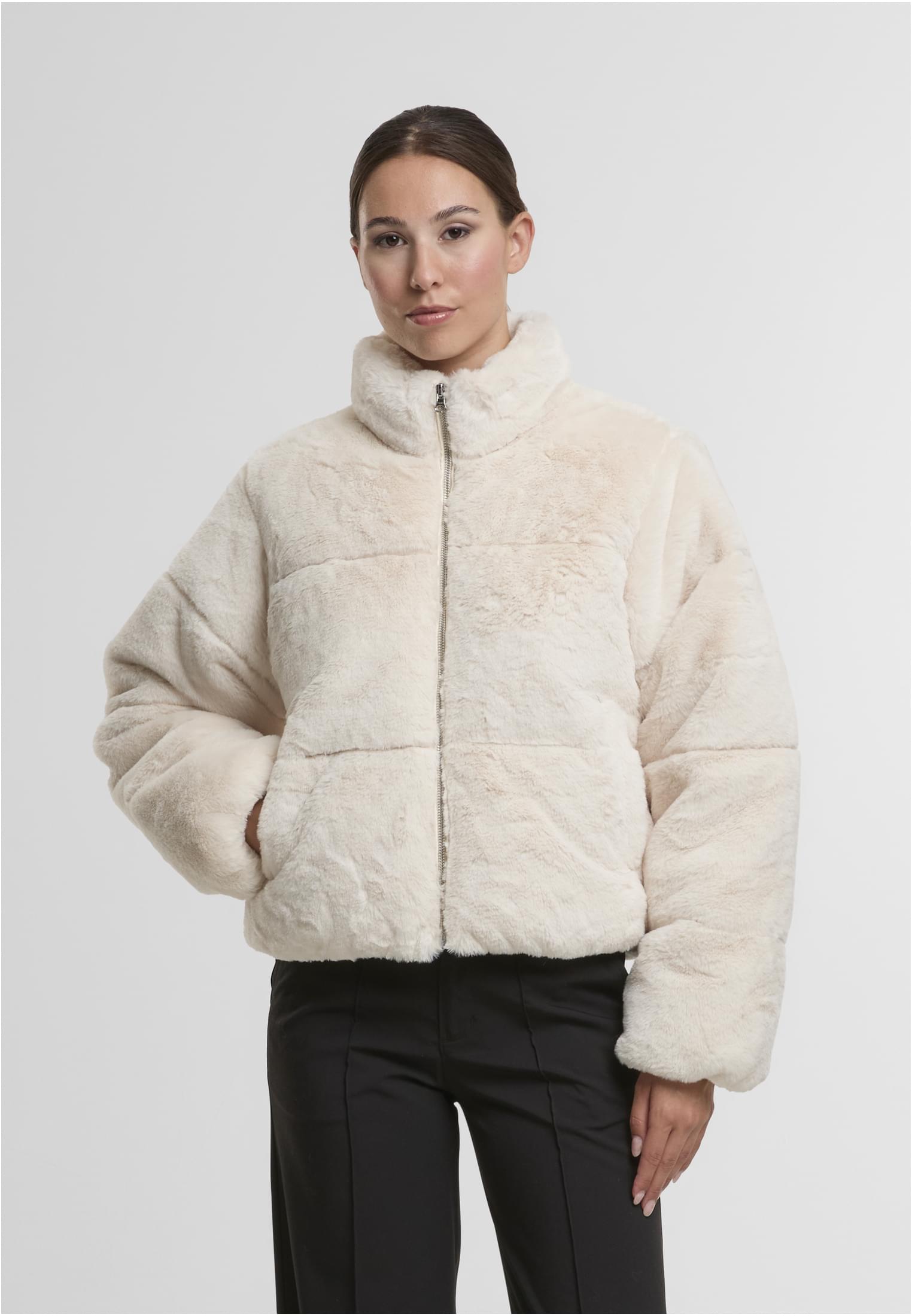 UC Ladies Giacca Short Faux Fur whitesand
