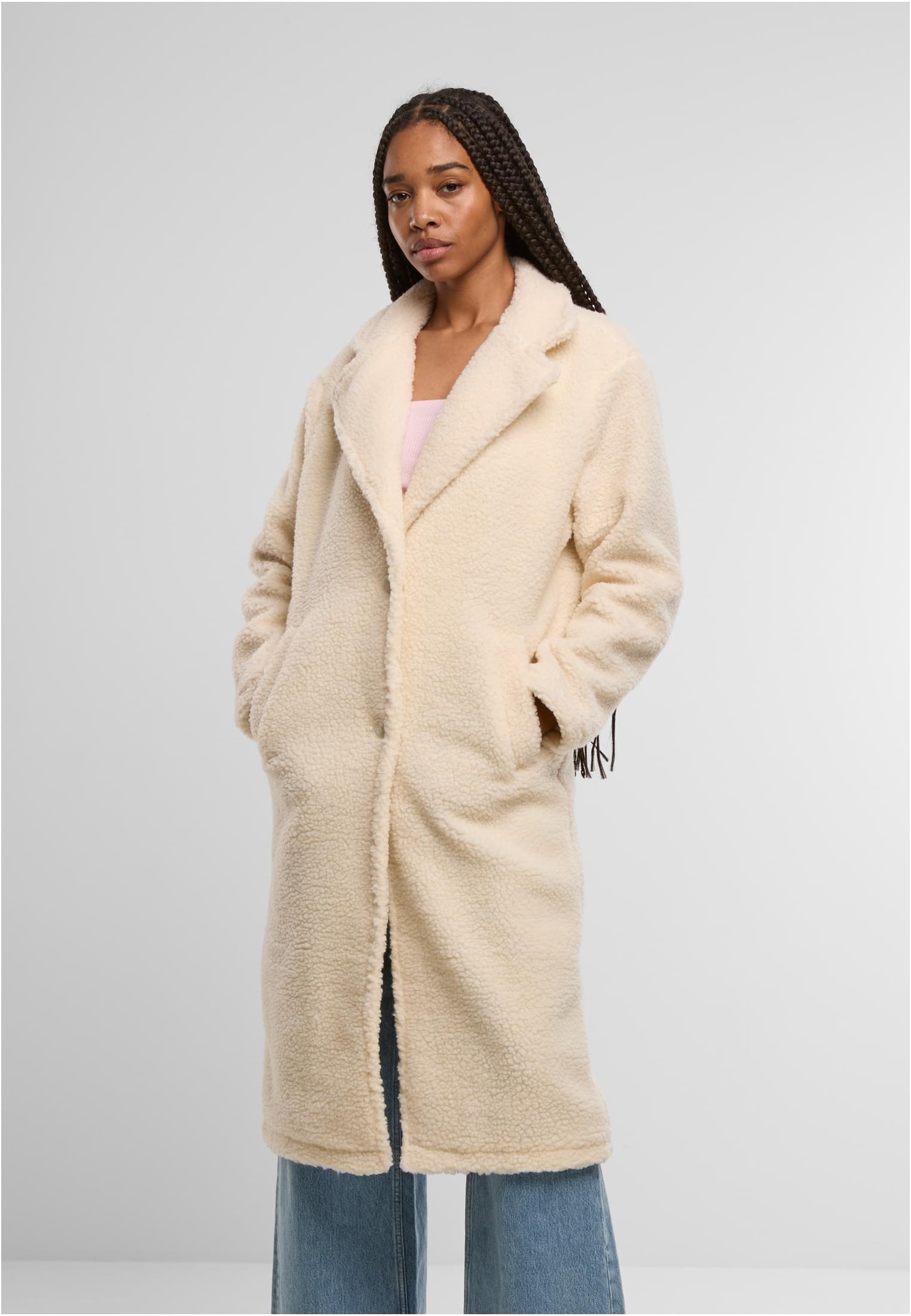 UC Ladies Cappotto Teddy Long whitesand