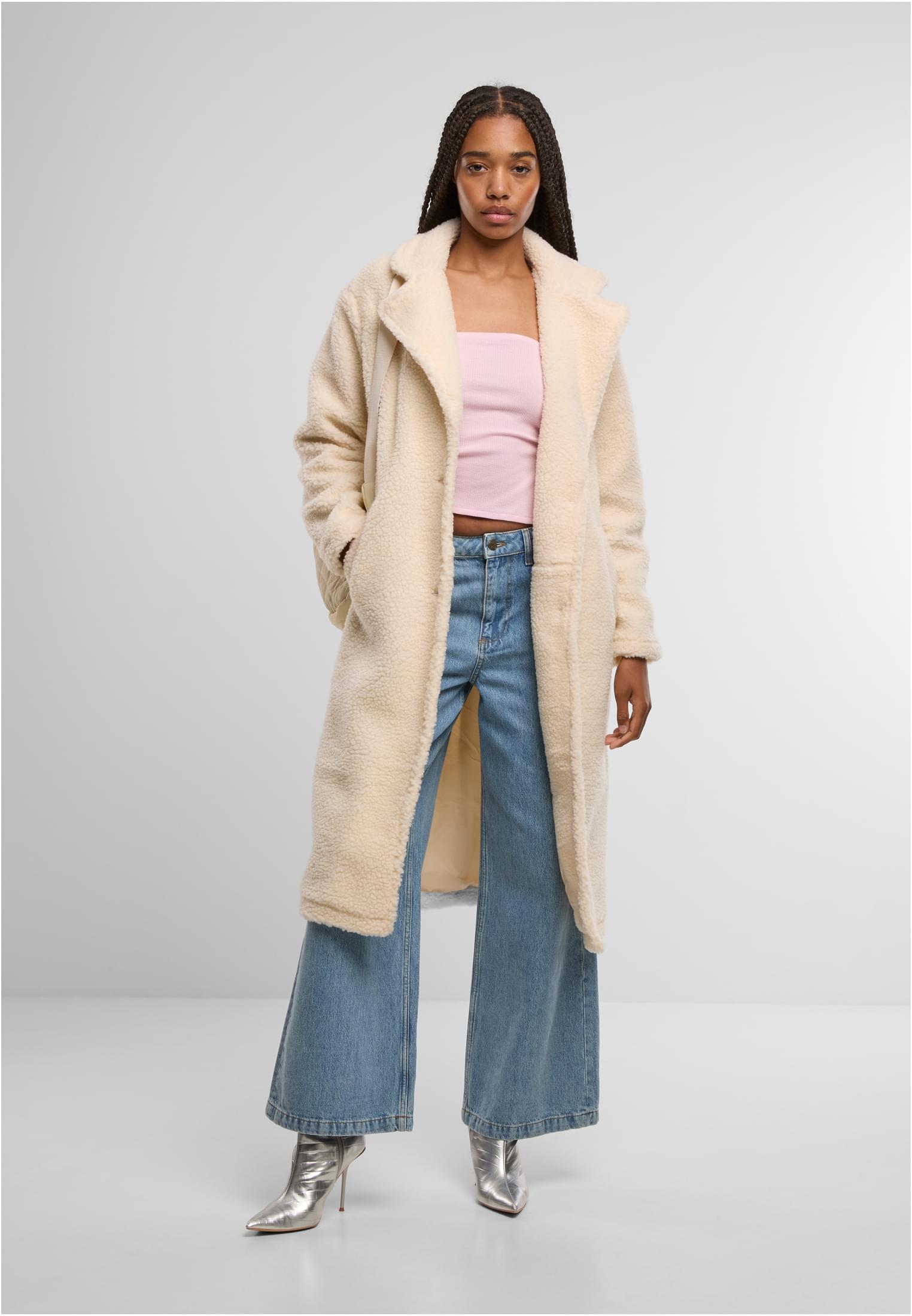 UC Ladies Cappotto Teddy Long whitesand