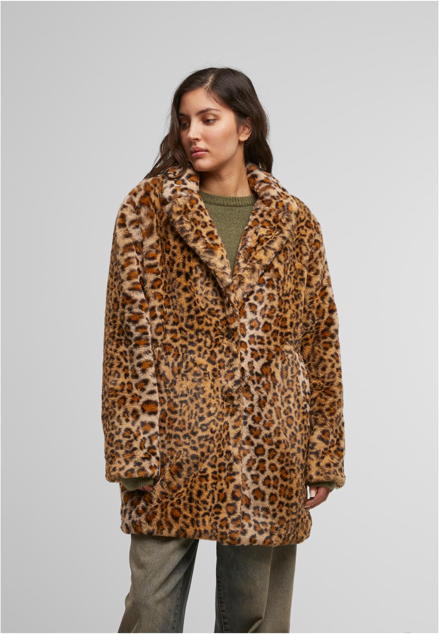 UC Ladies Cappotto Oversized Faux Fur Leo leo