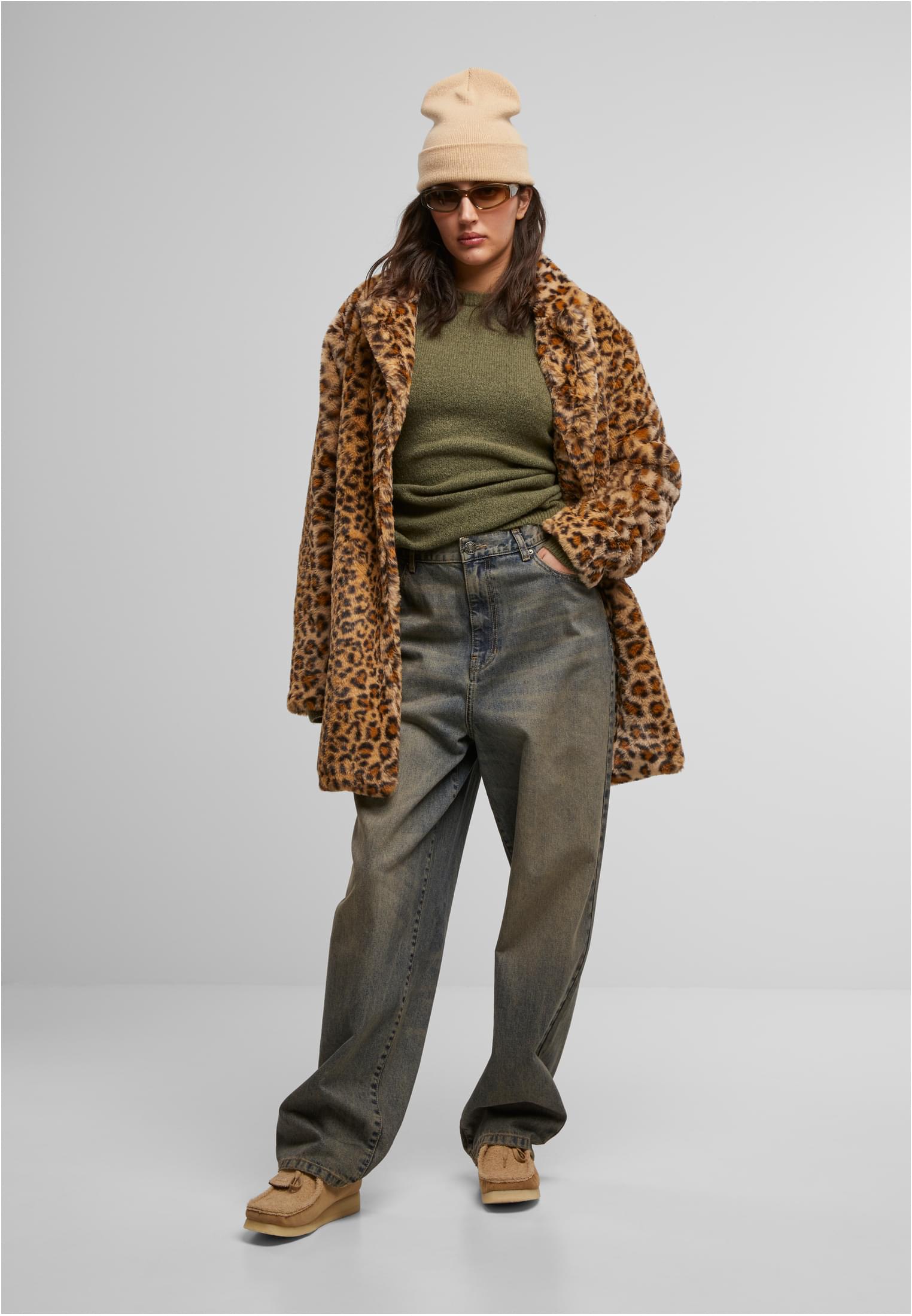 UC Ladies Cappotto Oversized Faux Fur Leo leo