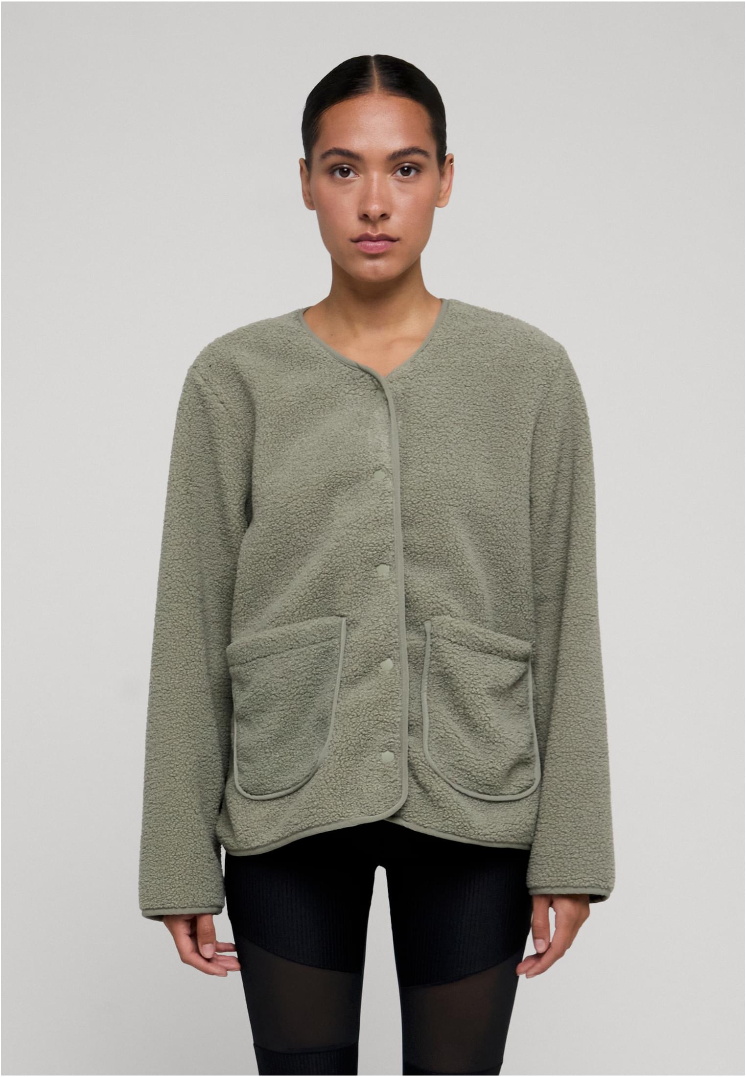 UC Ladies Giacca Buttoned Teddy paleolive