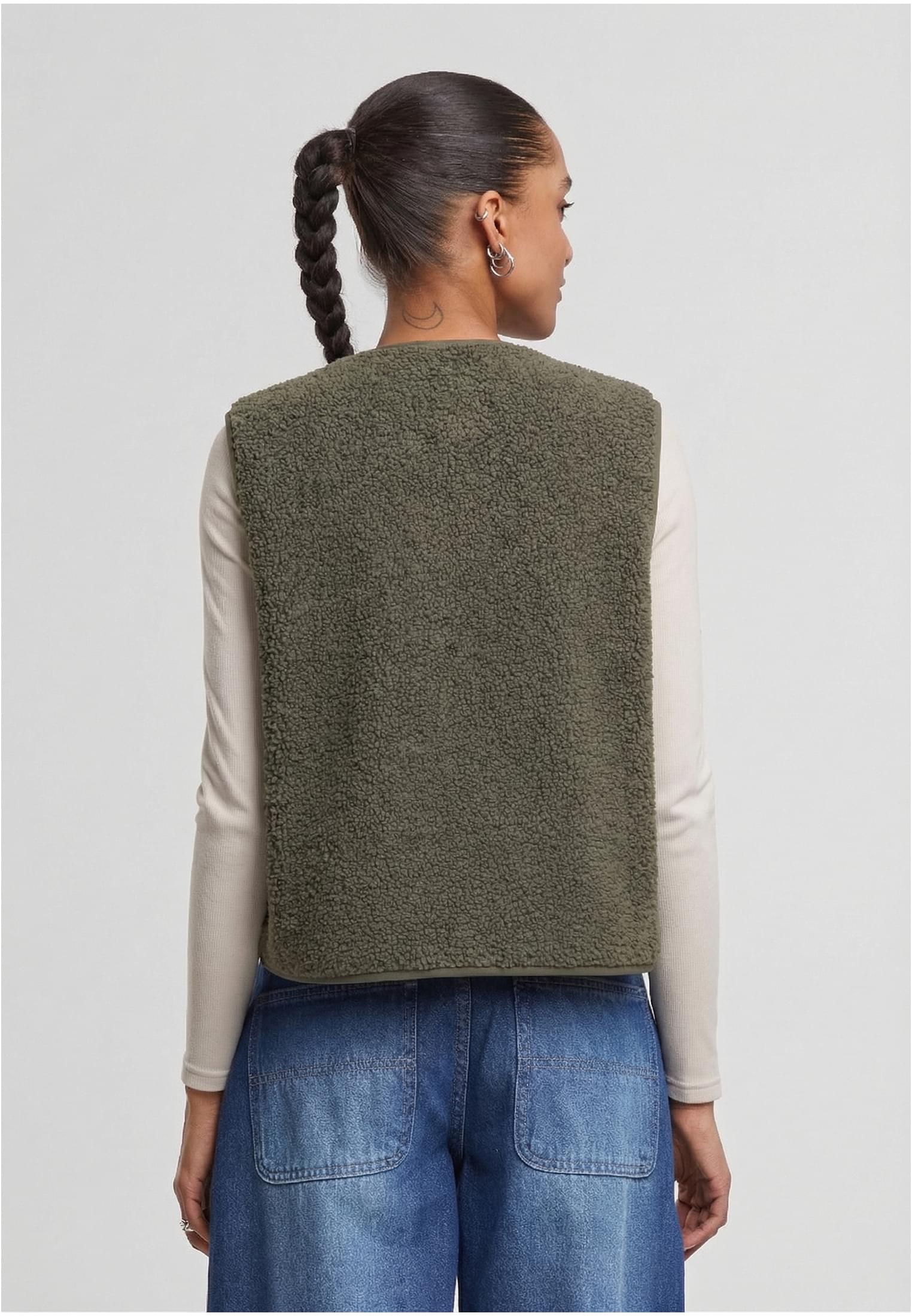 Urban Classics Gilet Buttoned Teddy paleolive