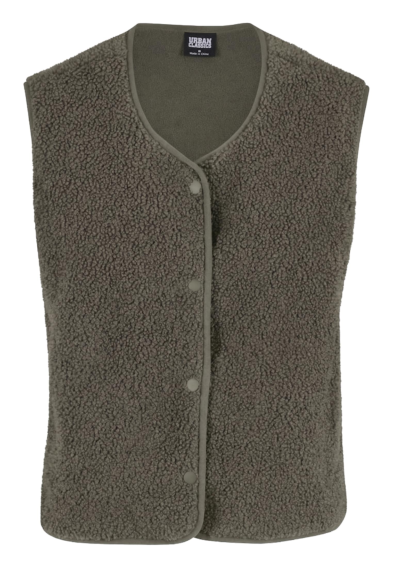 Urban Classics Gilet Buttoned Teddy paleolive