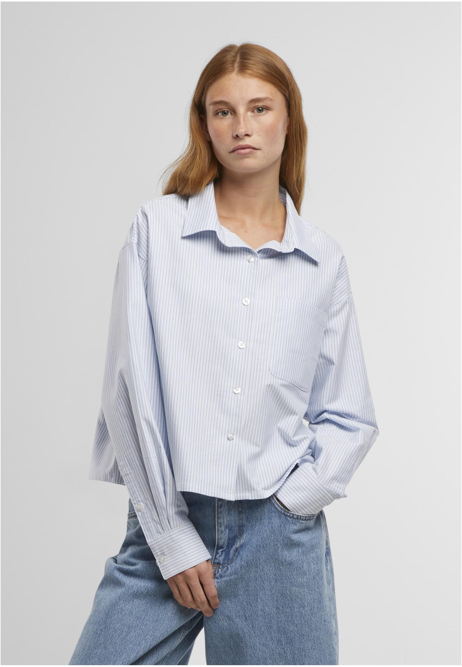 UC Ladies Camicia Striped Short Oxford lighthorizonblue/white