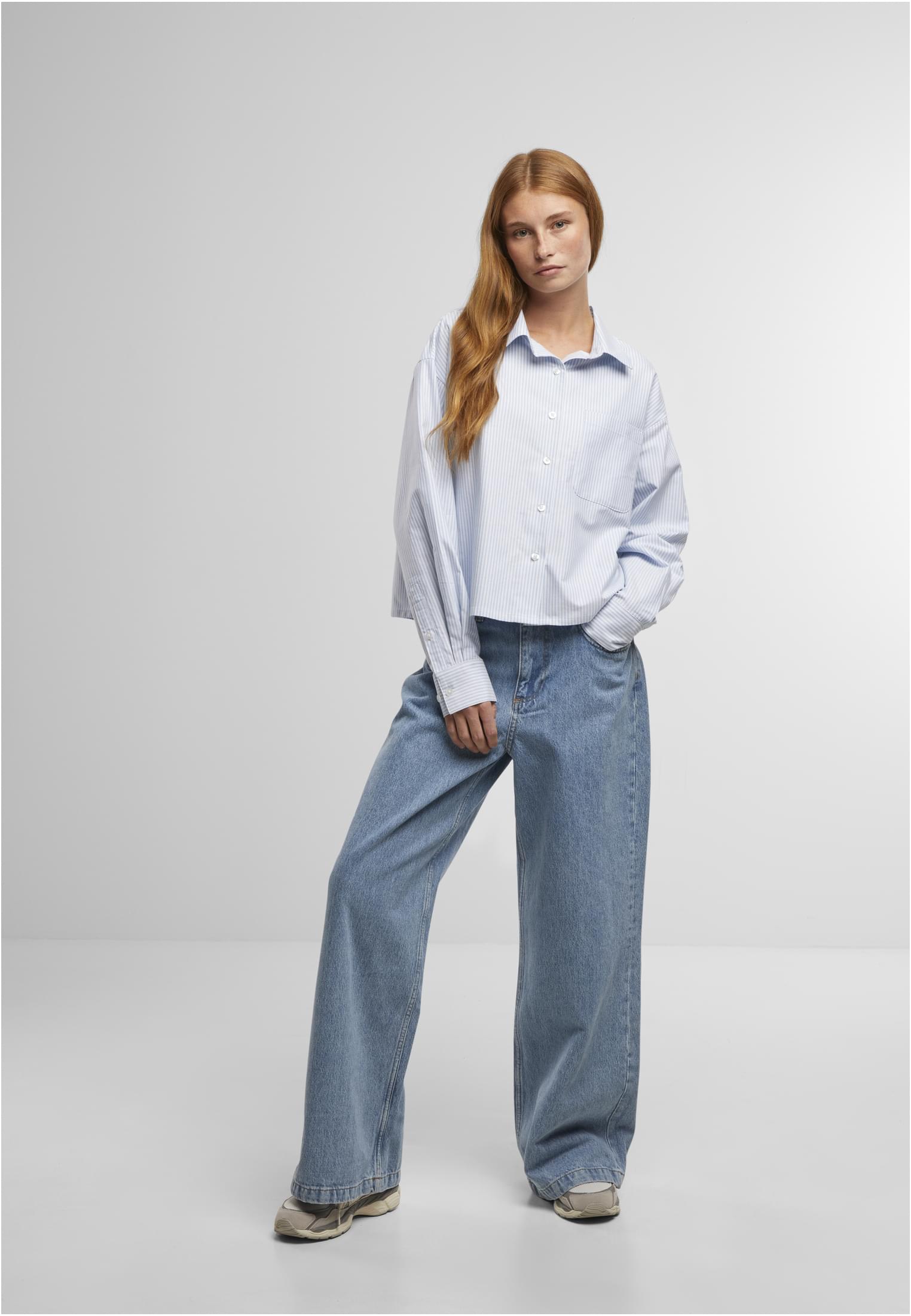 UC Ladies Camicia Striped Short Oxford lighthorizonblue/white
