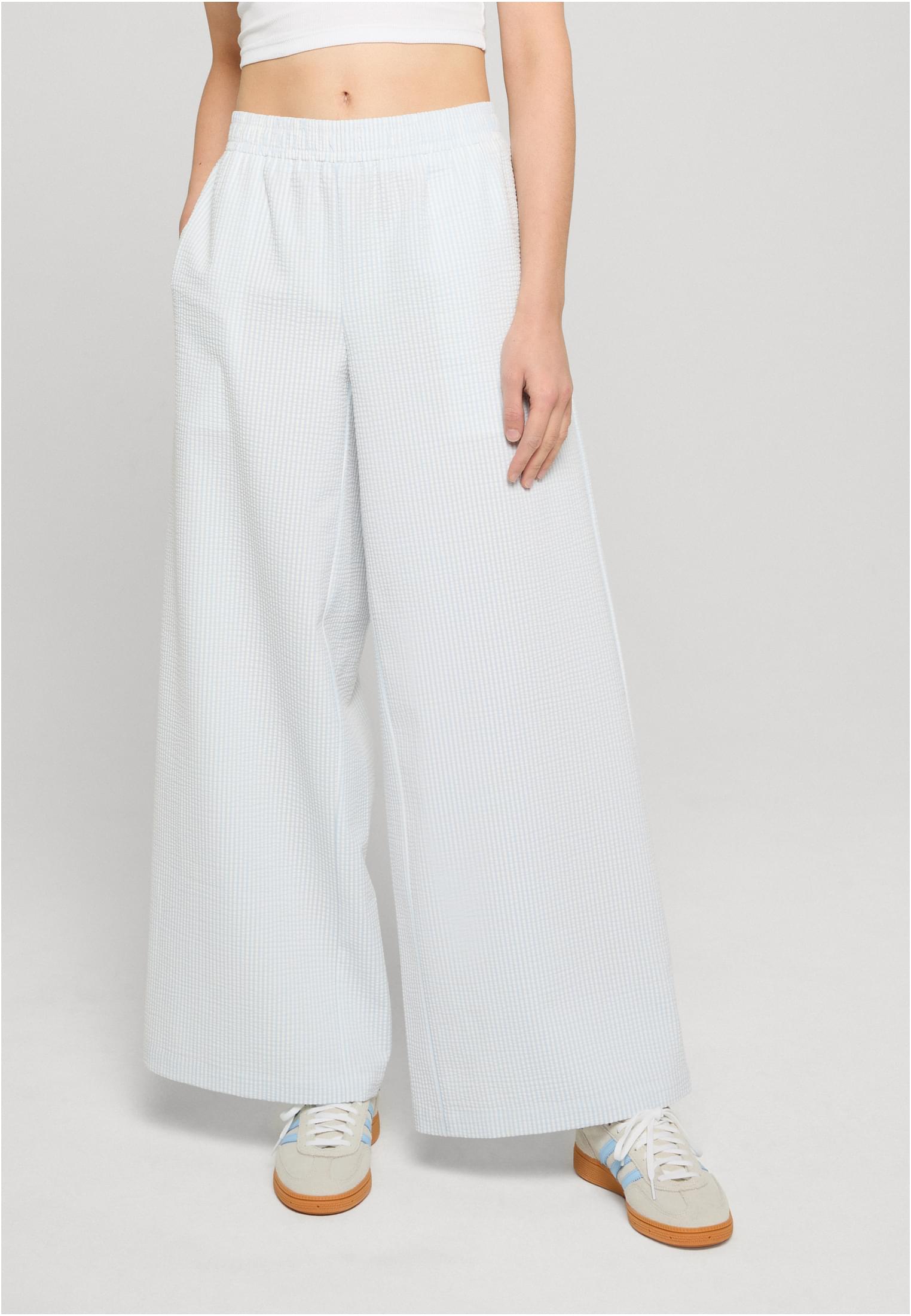 Urban Classics Pantaloni Seersucker Resort freezeblue/white