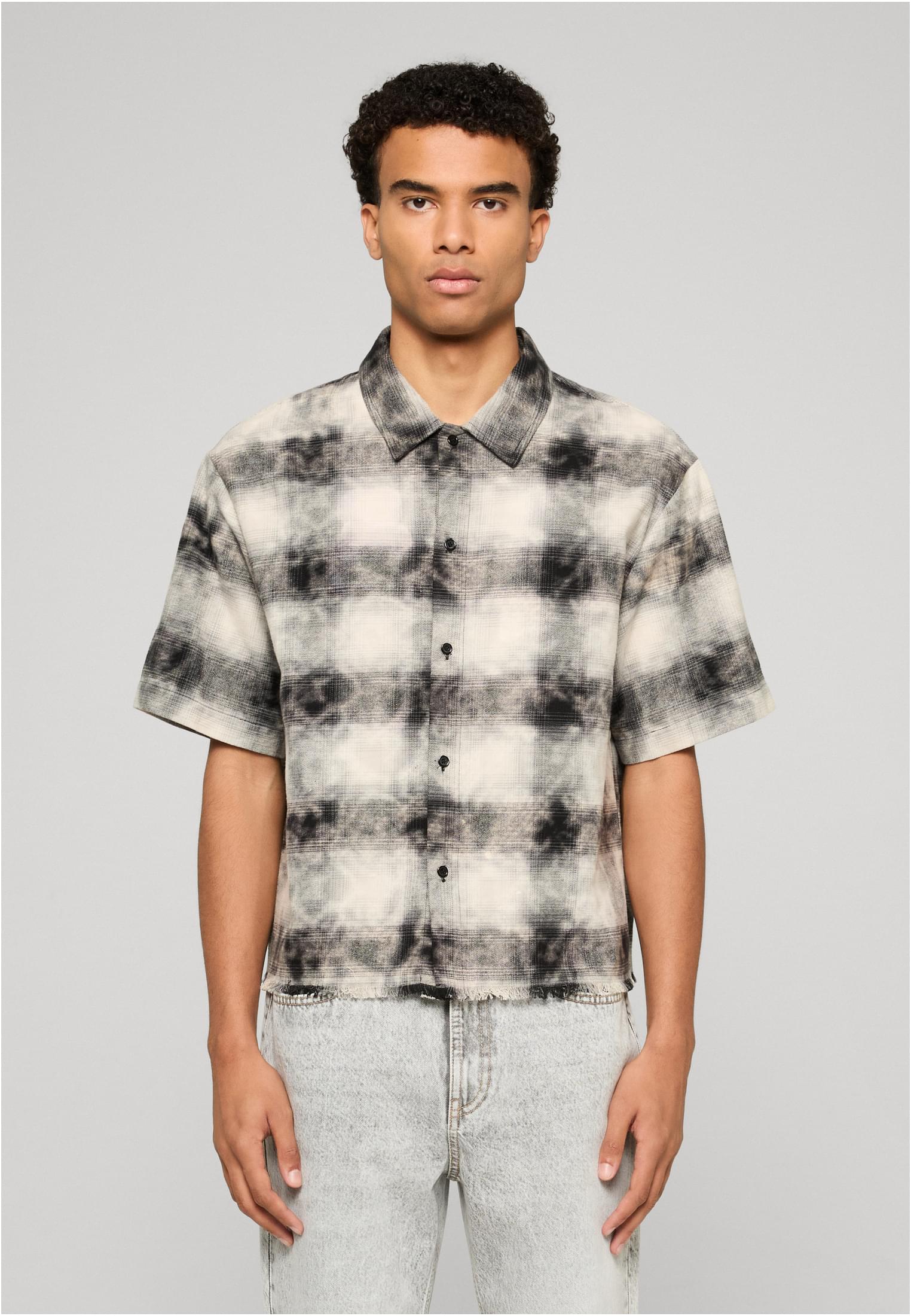 UC Men Camicia Washed Boxy Short Sleeve Flannel
