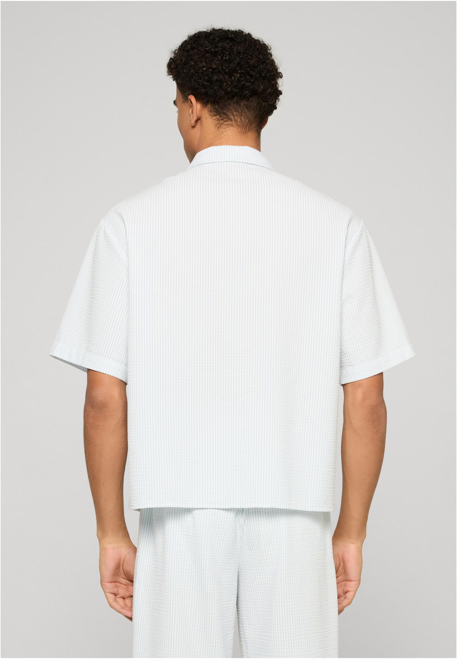 Urban Classics Camicia Seersucker Short Sleeve freezeblue/white