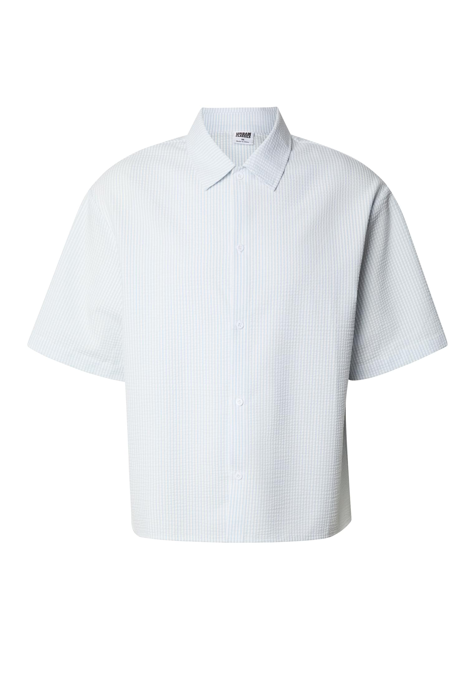 Urban Classics Camicia Seersucker Short Sleeve freezeblue/white