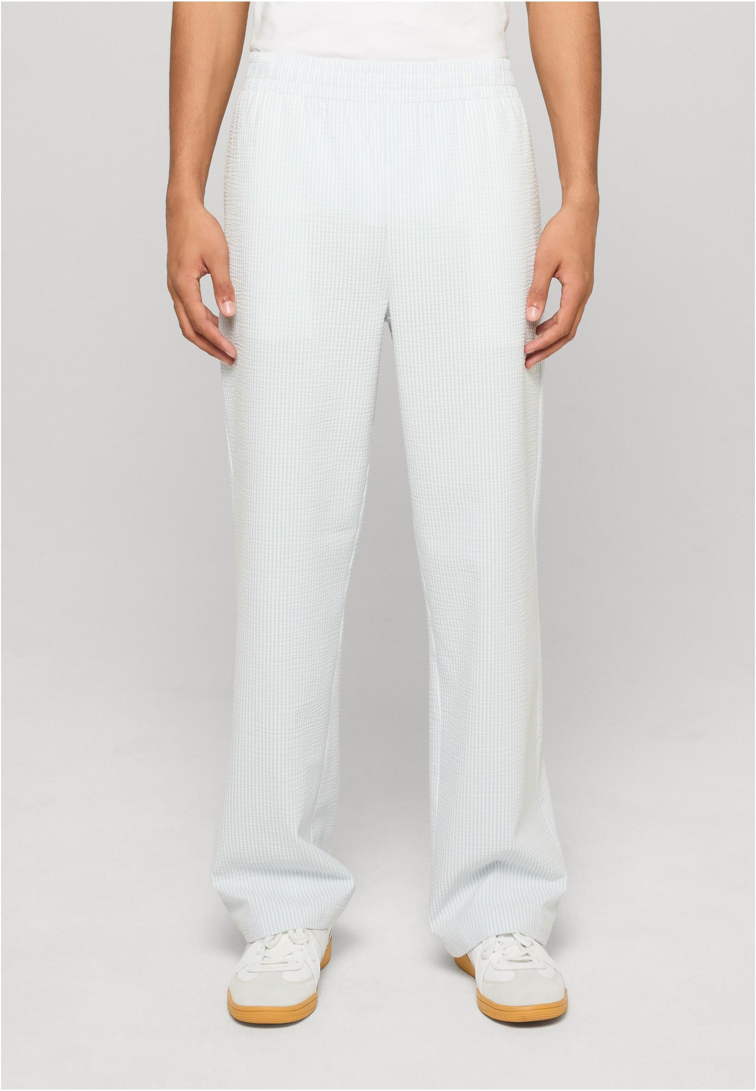 Urban Classics Pantaloni Seersucker Beach freezeblue/white