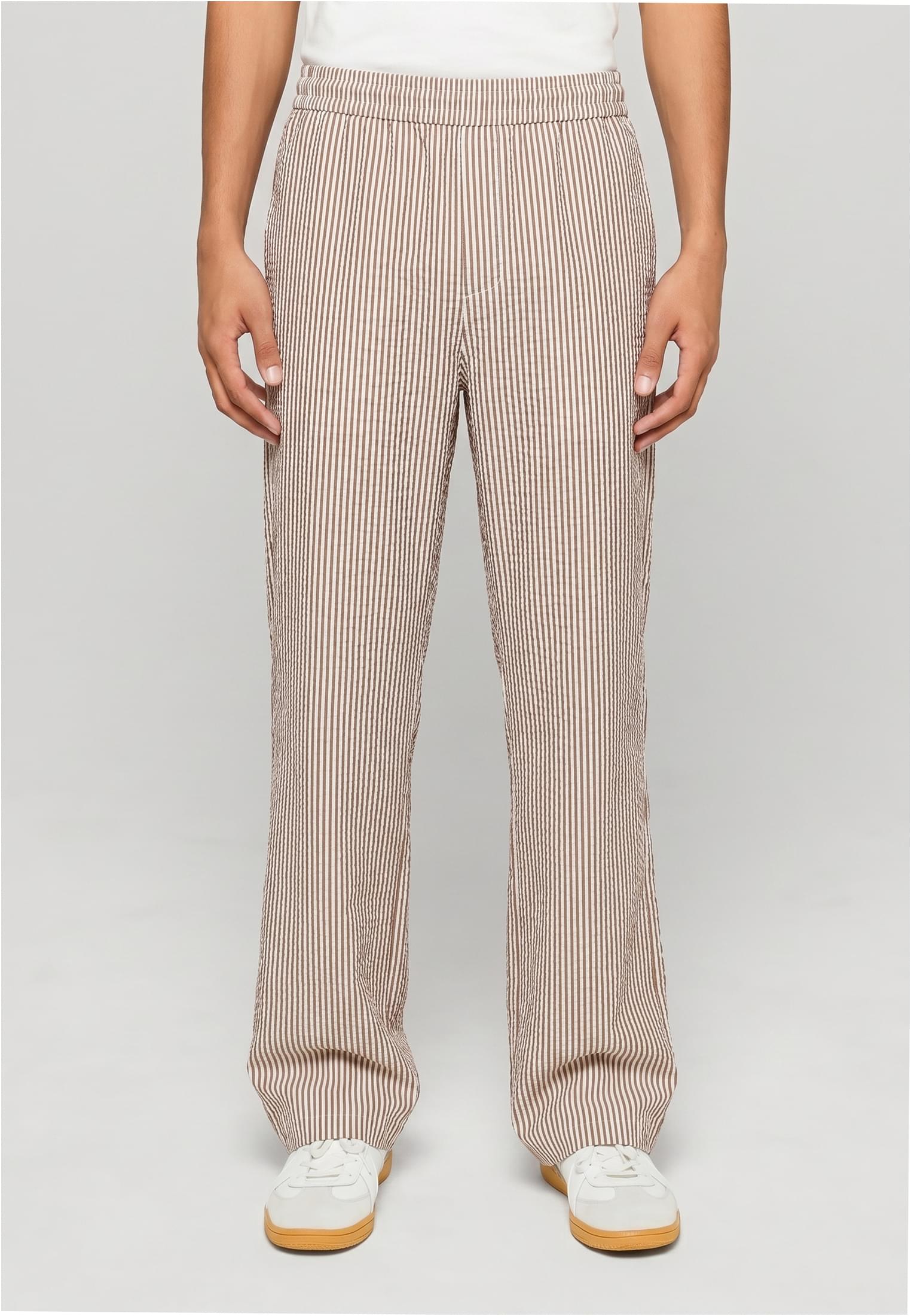 UC Men Pantaloni Seersucker Beach brownmocca/white