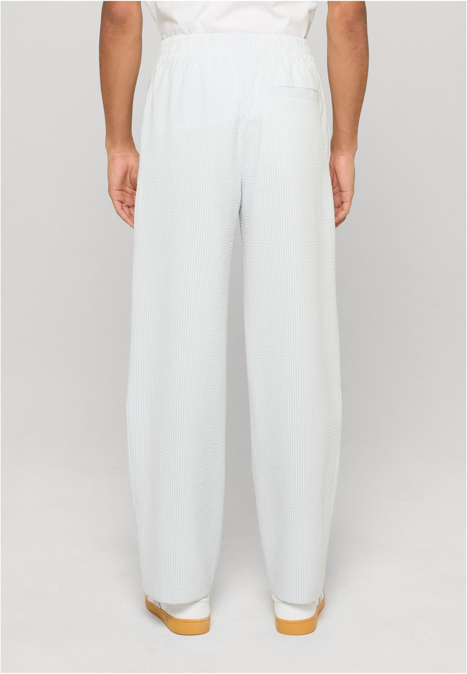 Urban Classics Pantaloni Seersucker Beach freezeblue/white