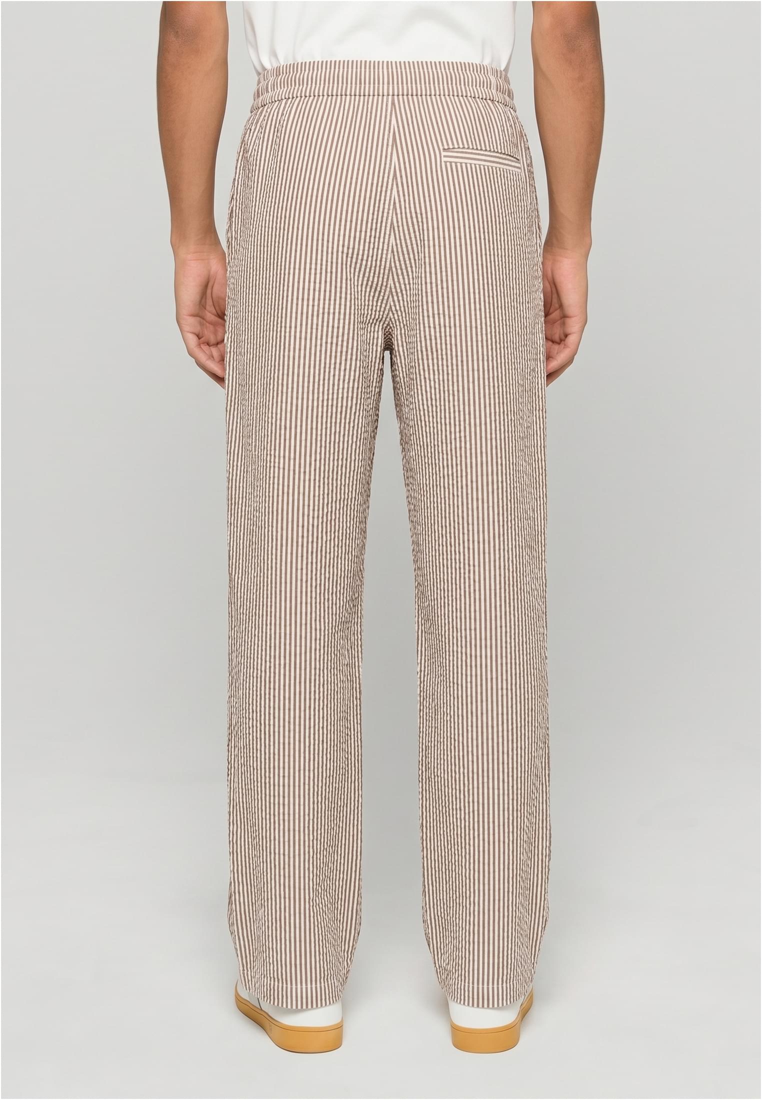 UC Men Pantaloni Seersucker Beach brownmocca/white