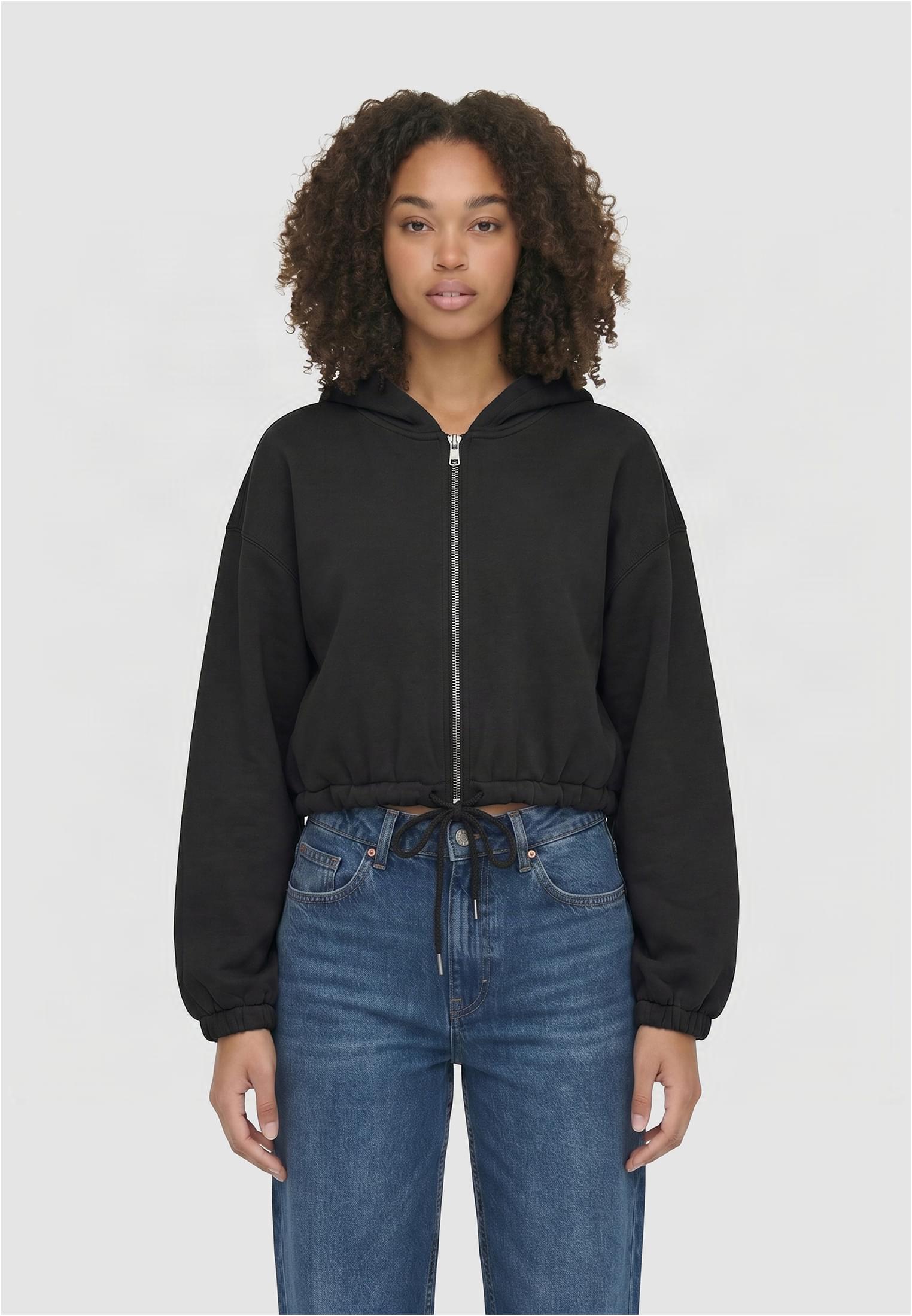 UC Ladies Felpa con cappuccio Fluffy Cropped Zip