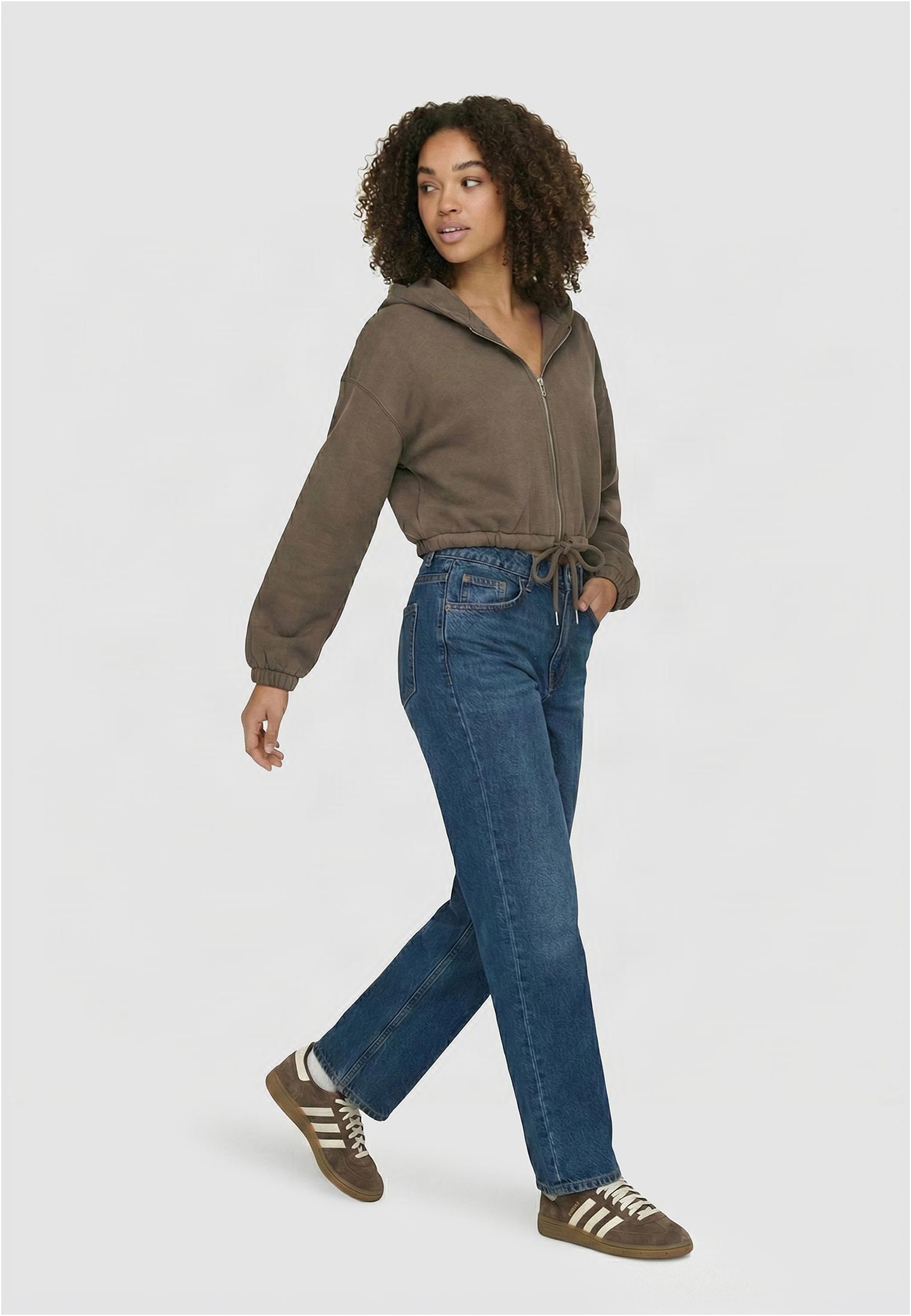 Urban Classics Felpa con cappuccio Fluffy Cropped Zip deeptaupe