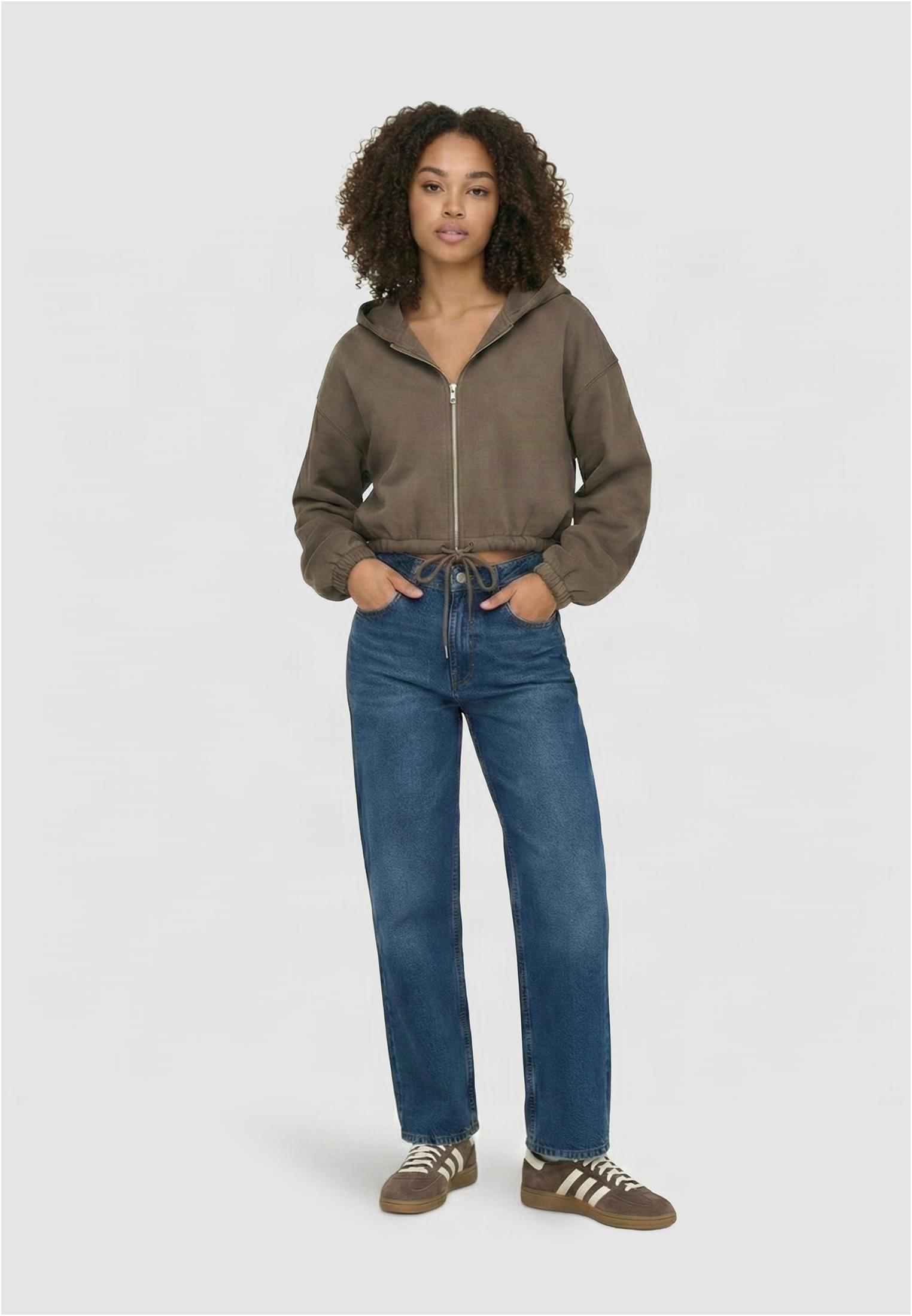 Urban Classics Felpa con cappuccio Fluffy Cropped Zip deeptaupe