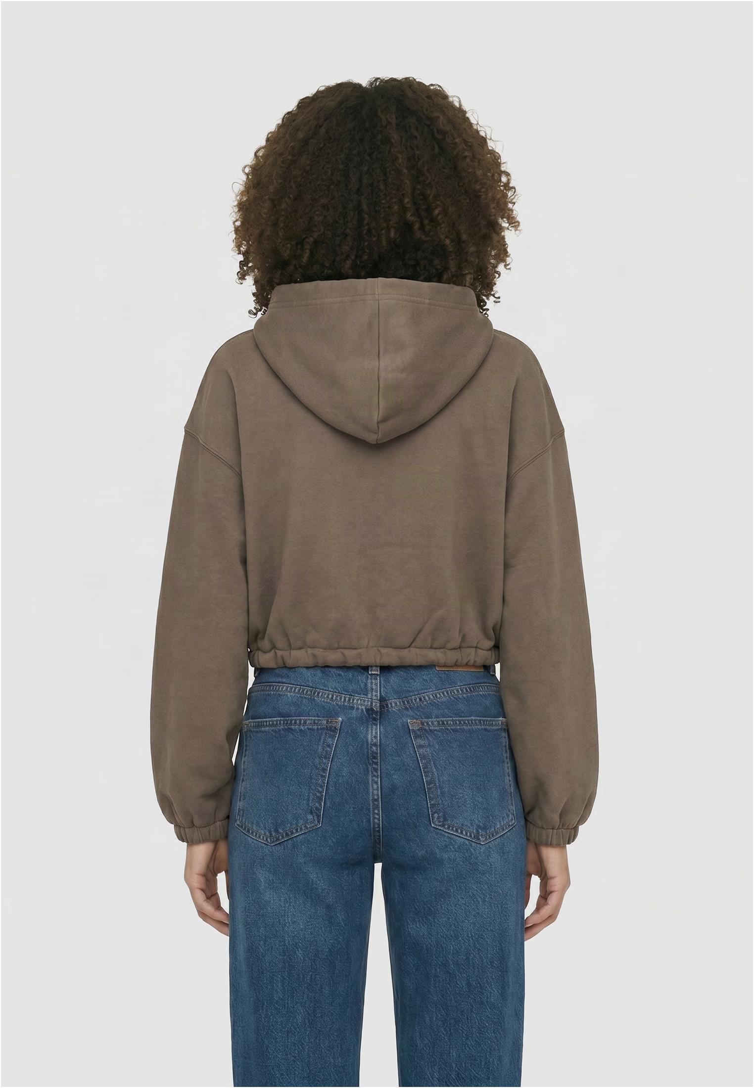 Urban Classics Felpa con cappuccio Fluffy Cropped Zip deeptaupe